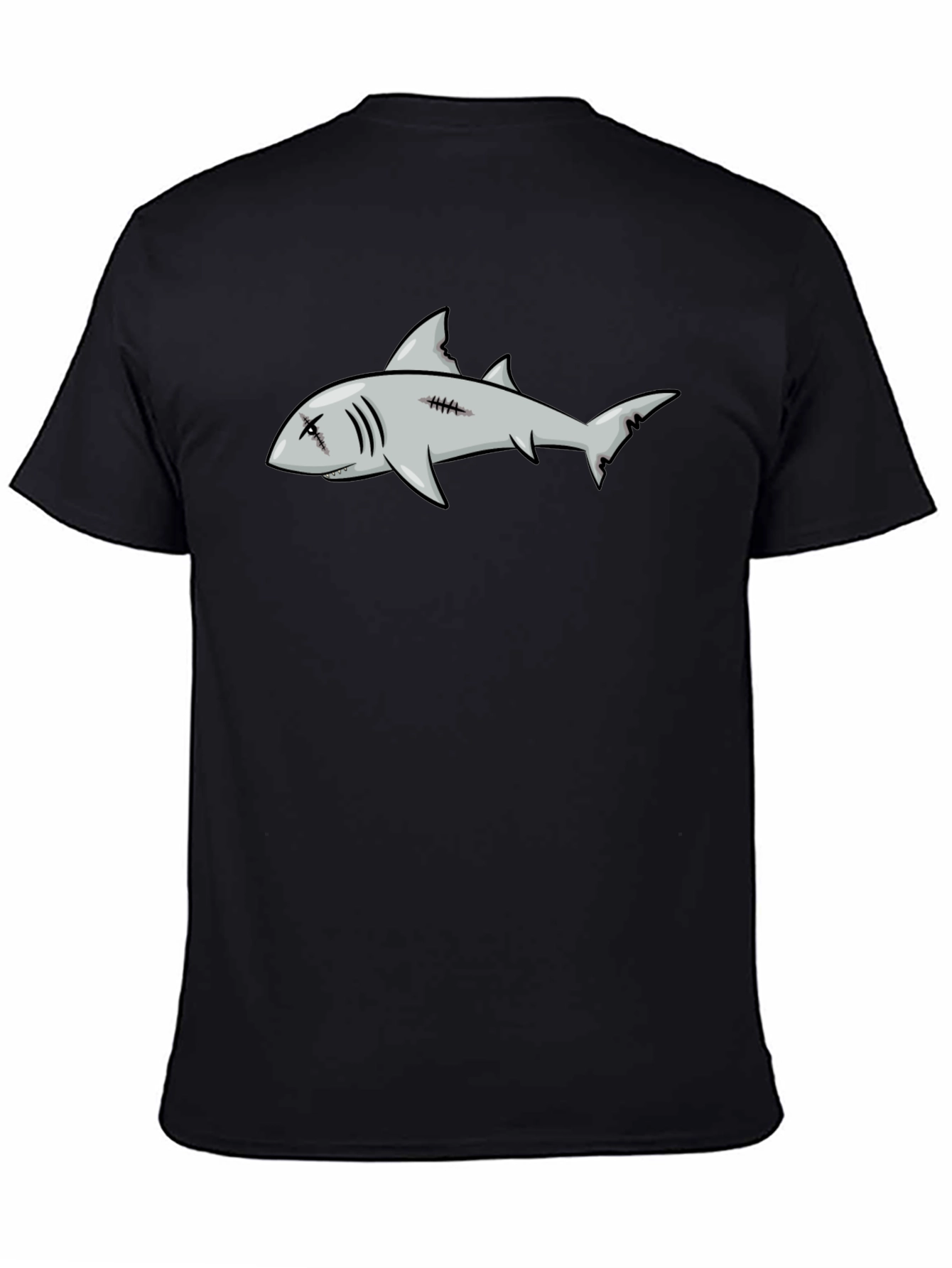 Shark Graphic Print Black Tee