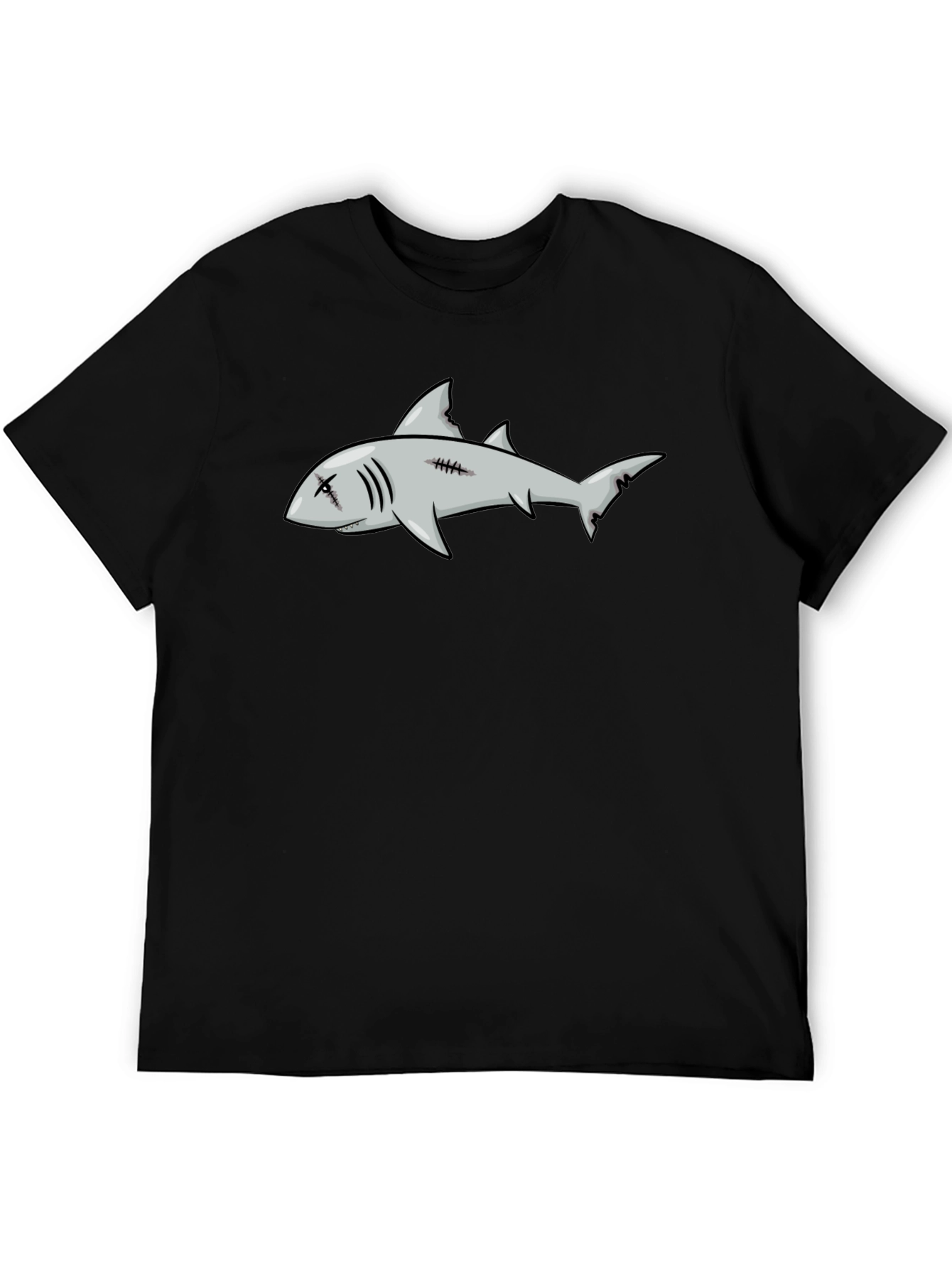 Shark Graphic Print Black Tee