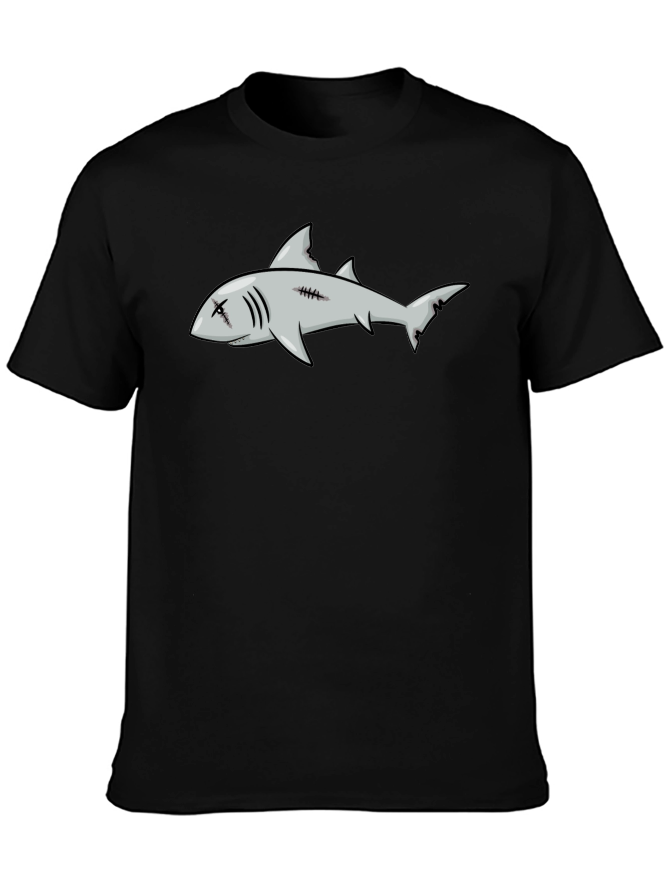Shark Graphic Print Black Tee