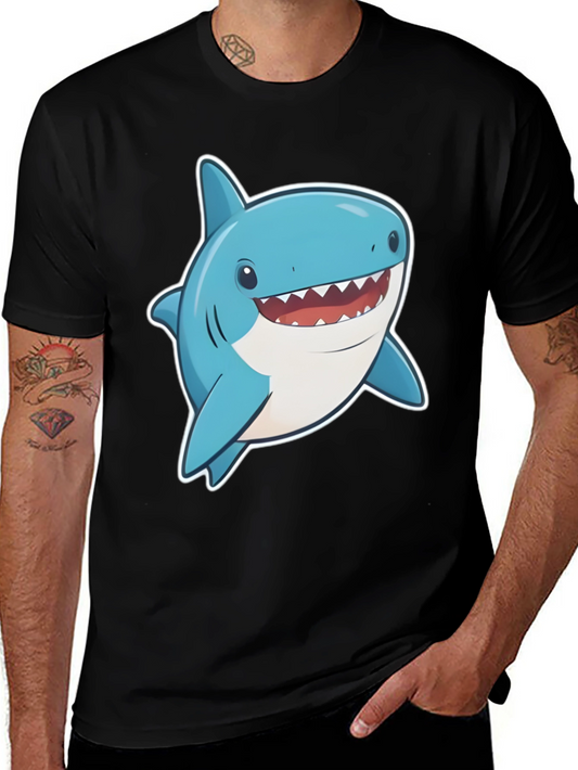 Cartoon Shark Graphic Tee - Fun & Stylish Black T-Shirt