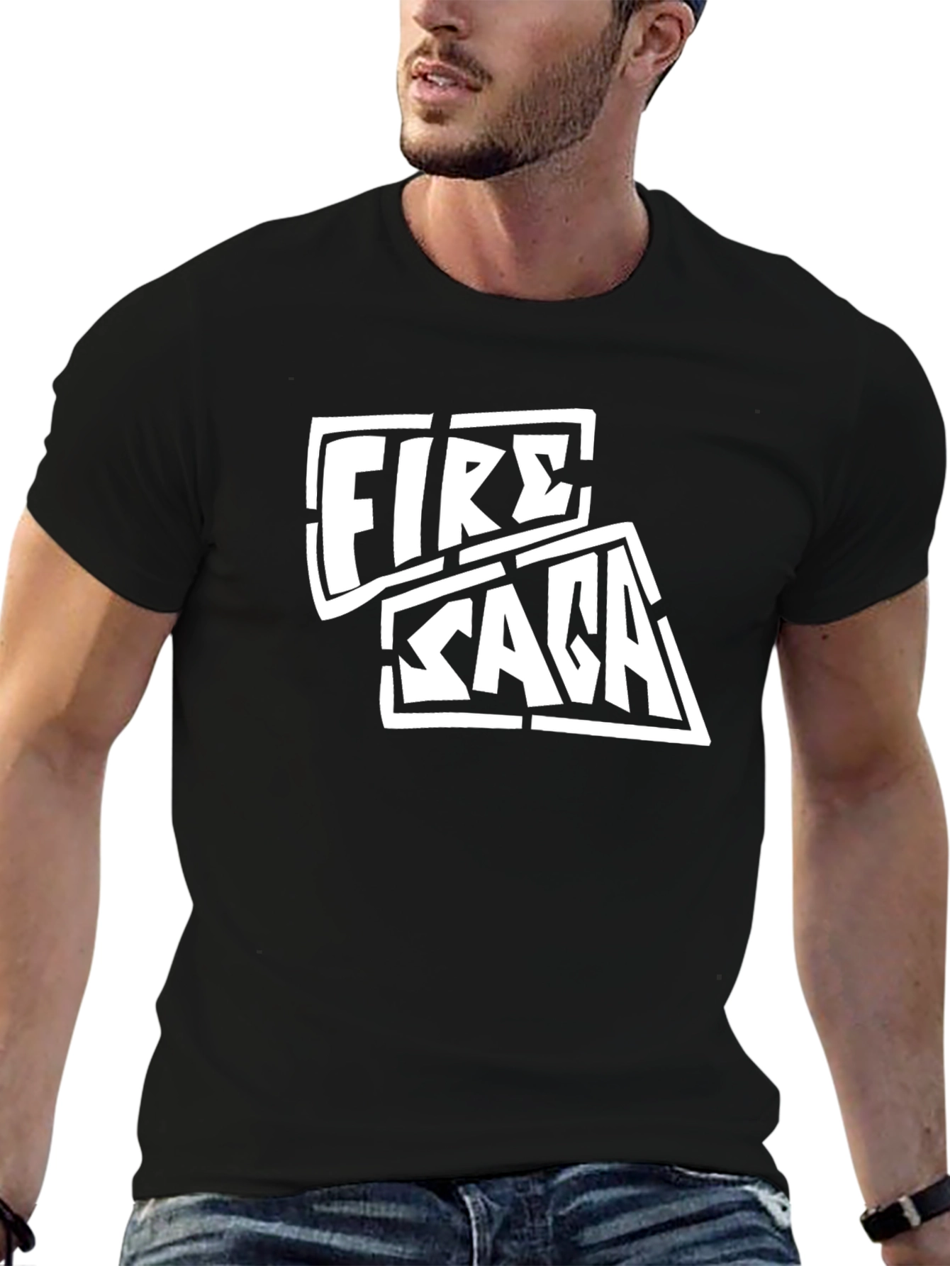 Fire Saga Graphic Tee - Black Cotton T-Shirt