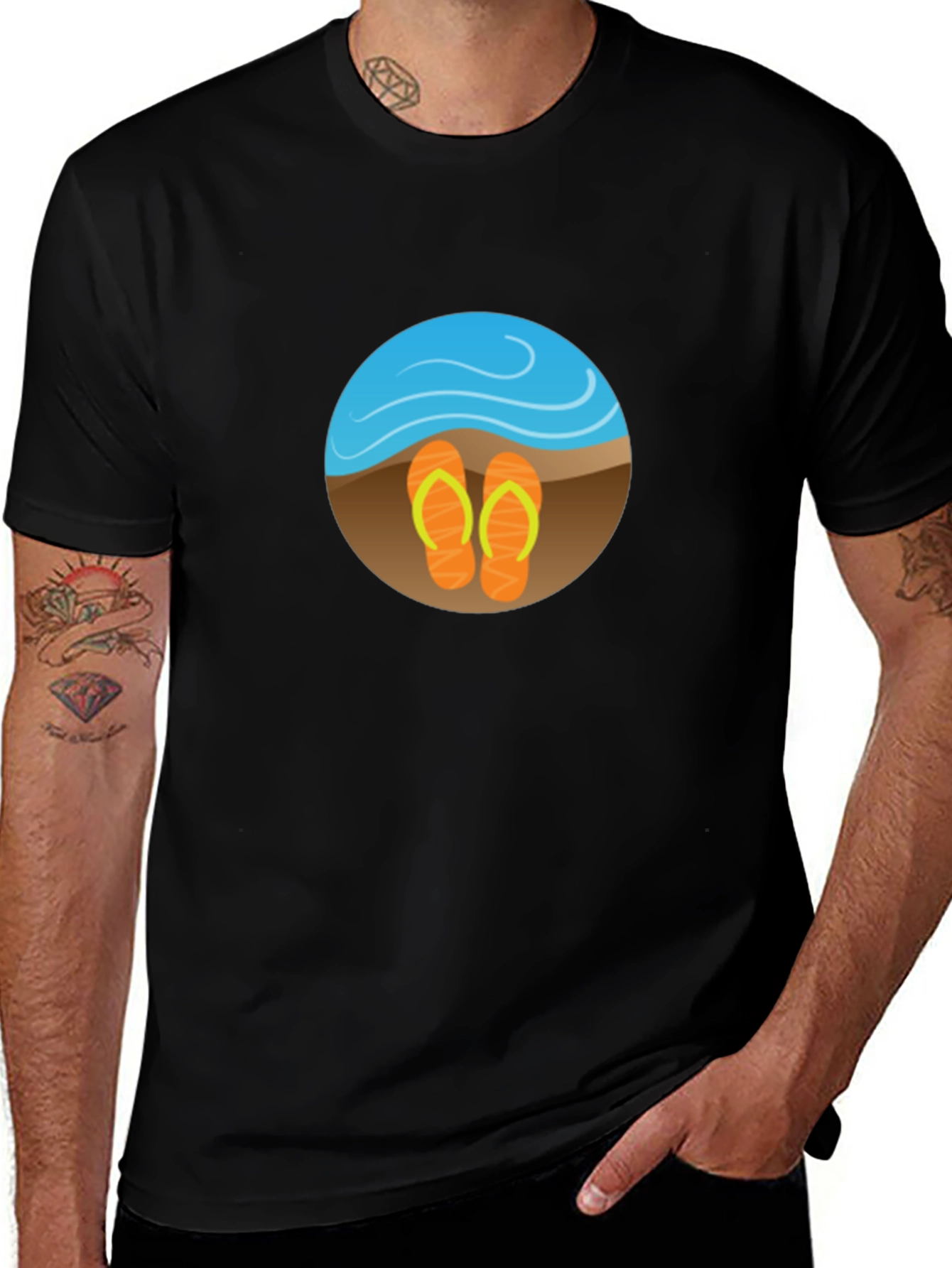 Beach Vibes Graphic Tee - Mens Black T-Shirt