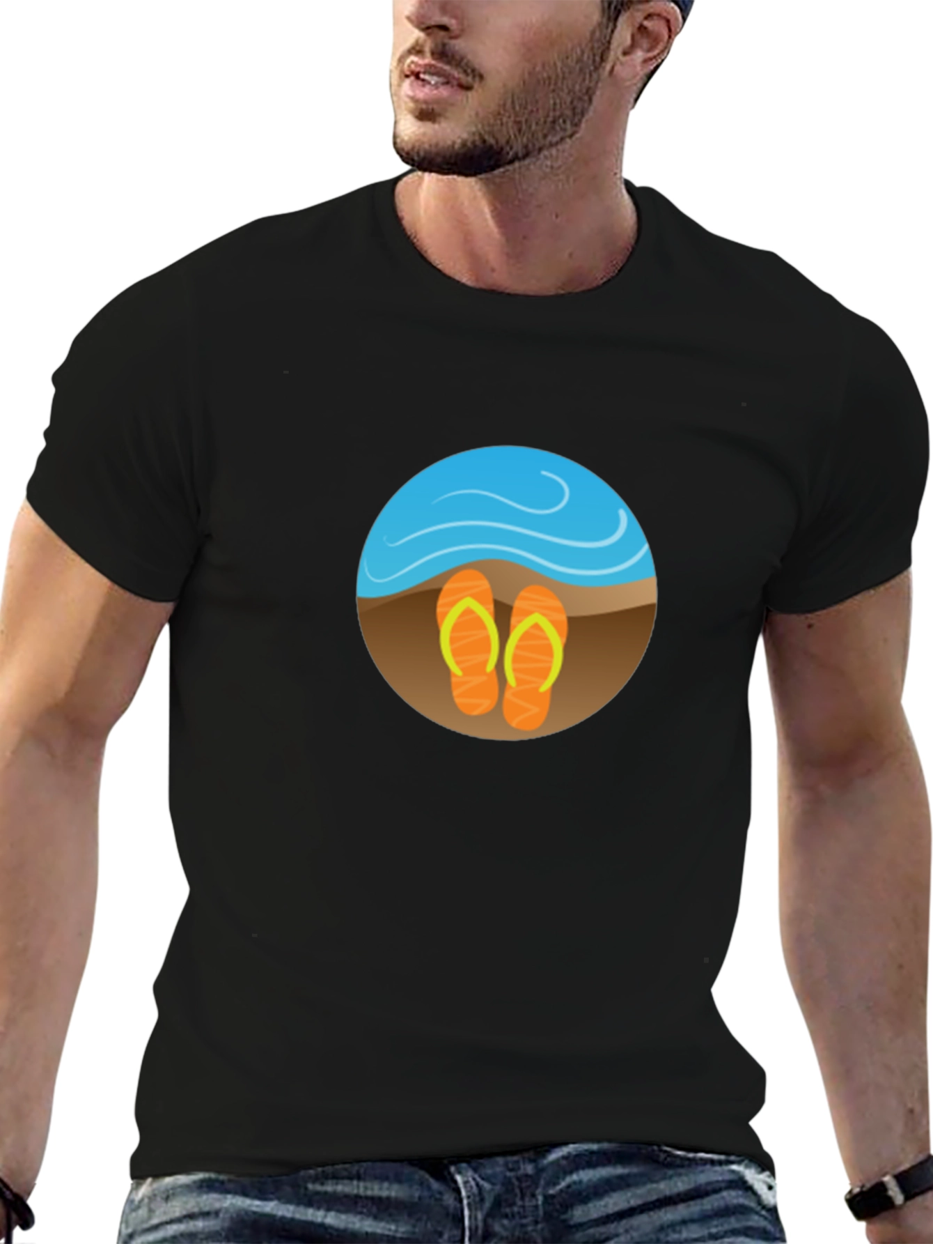 Beach Vibes Graphic Tee - Mens Black T-Shirt