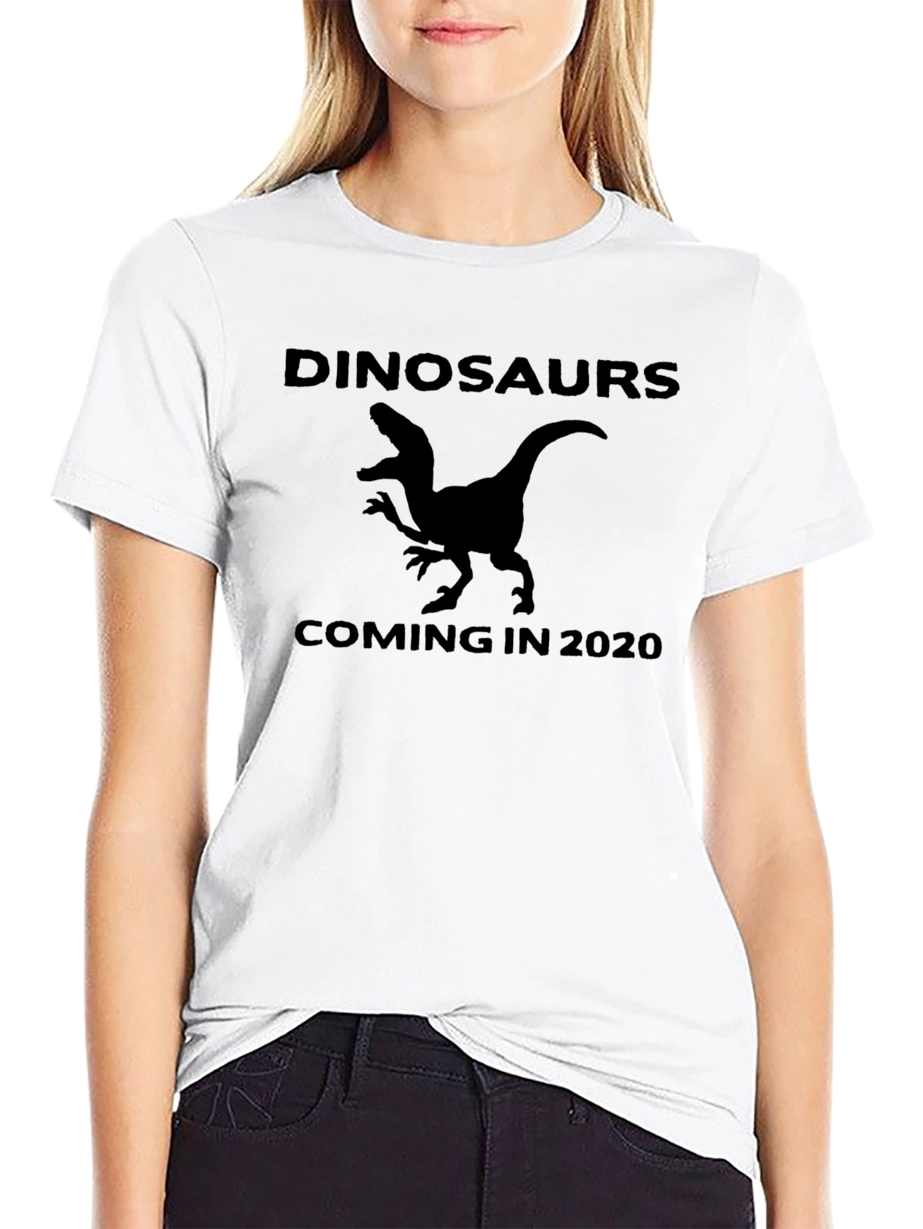 Dinosaurs Coming in 2020 Black Graphic T-Shirt