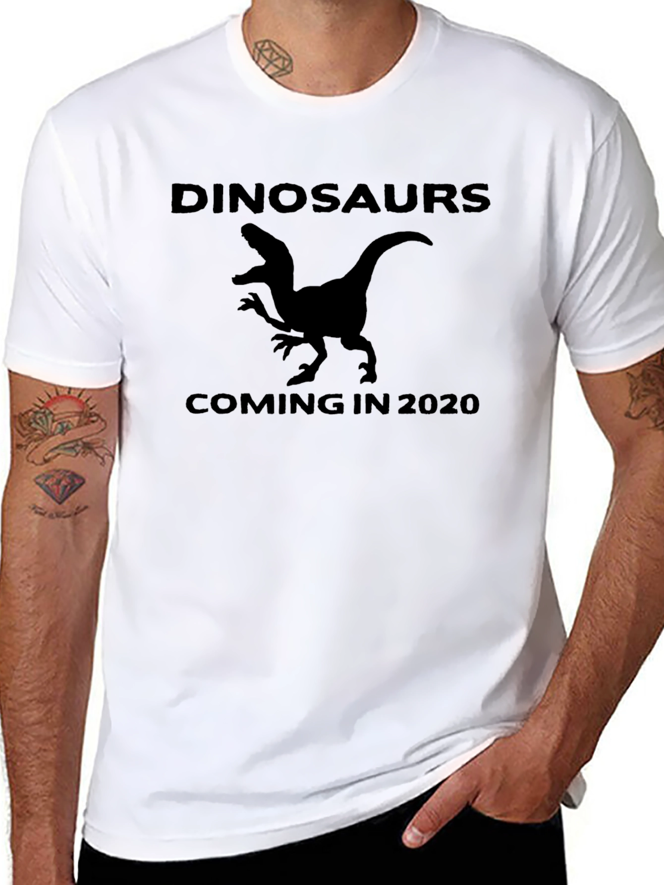 Dinosaurs Coming in 2020 Black Graphic T-Shirt
