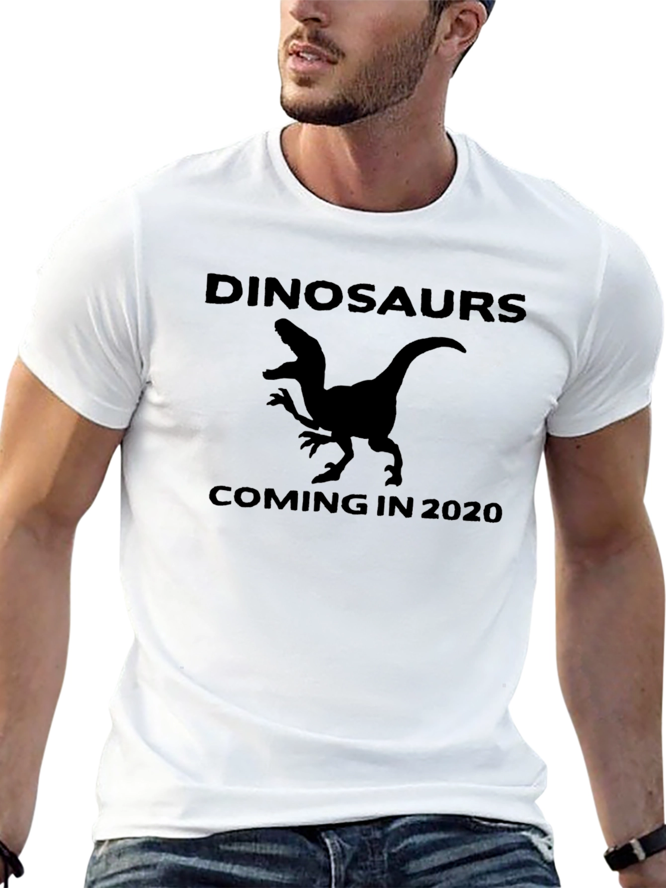 Dinosaurs Coming in 2020 Black Graphic T-Shirt