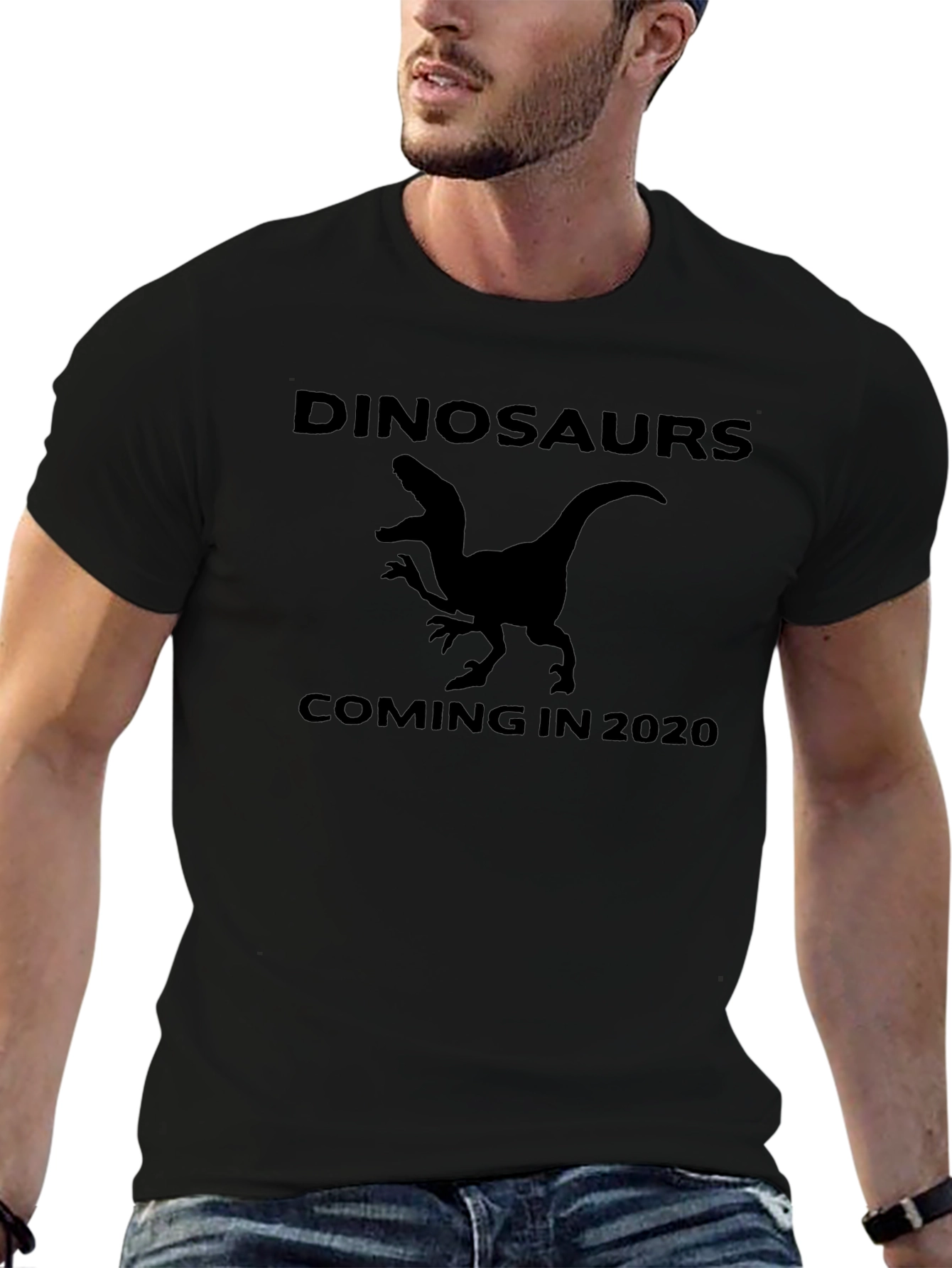 Dinosaurs Coming in 2020 Black Graphic T-Shirt