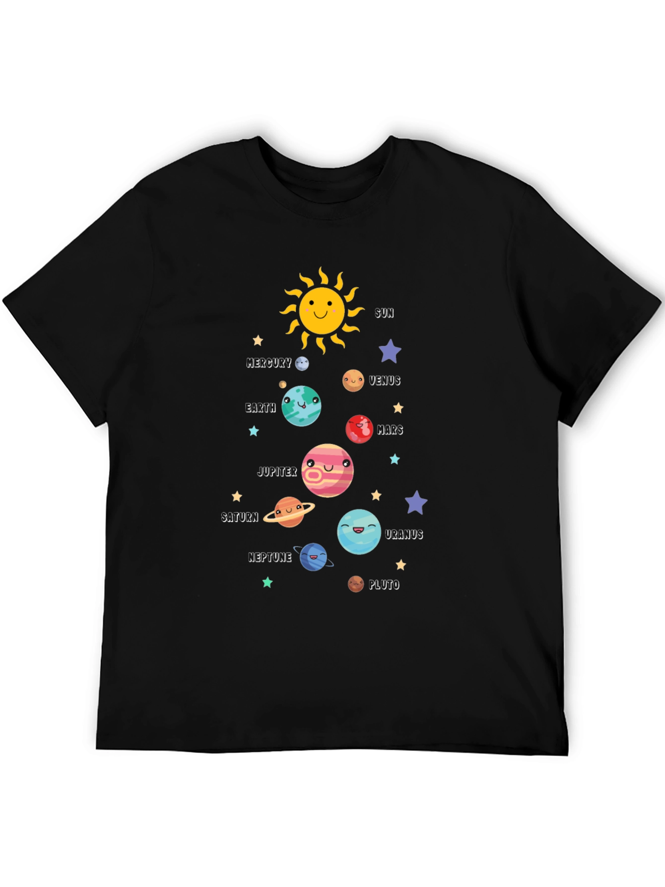 Solar System Planets Graphic Black T-Shirt