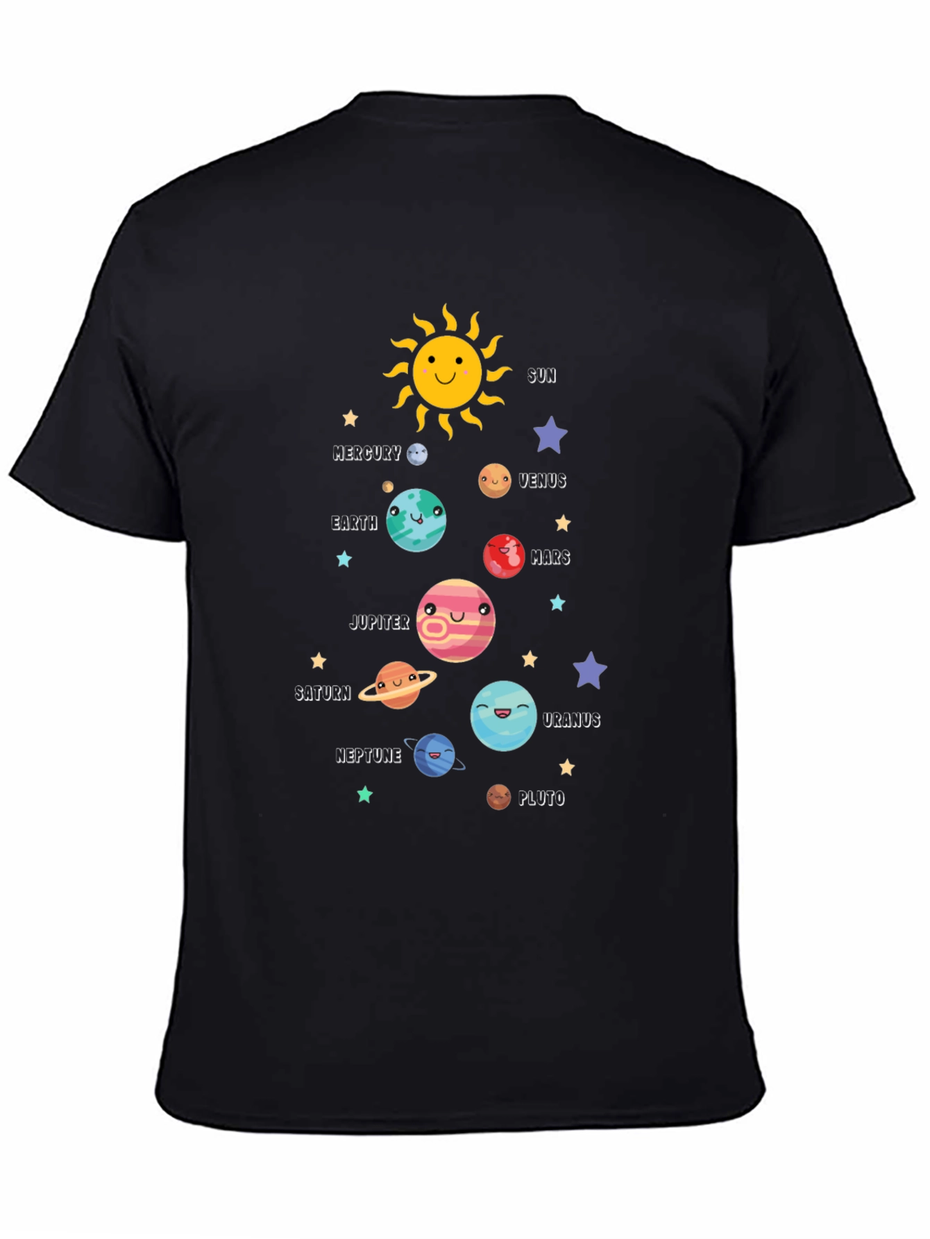 Solar System Planets Graphic Black T-Shirt