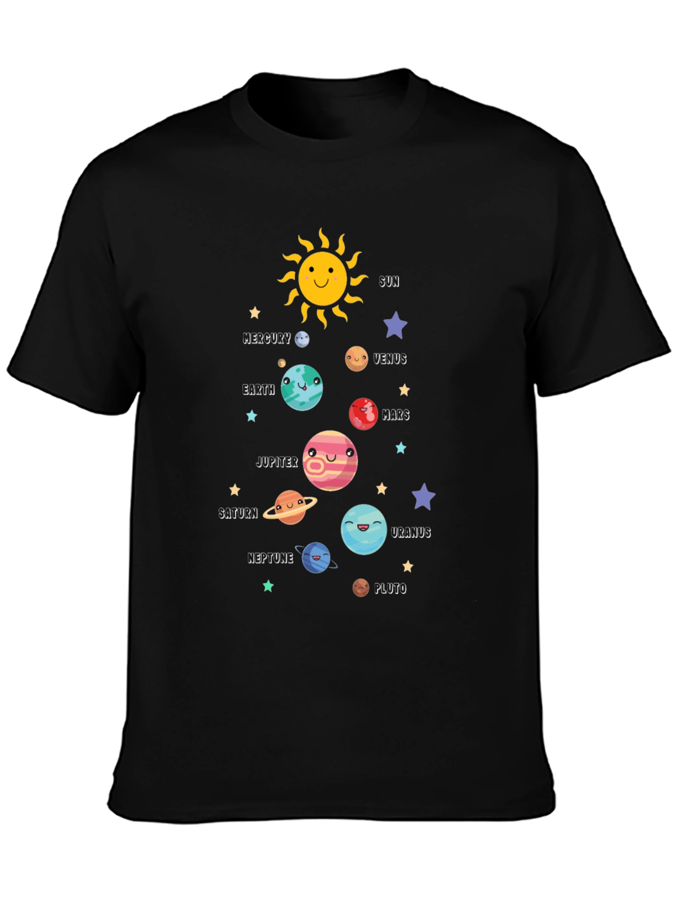 Solar System Planets Graphic Black T-Shirt