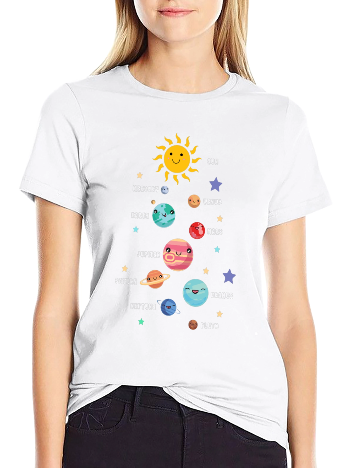 Solar System Planets Graphic Black T-Shirt