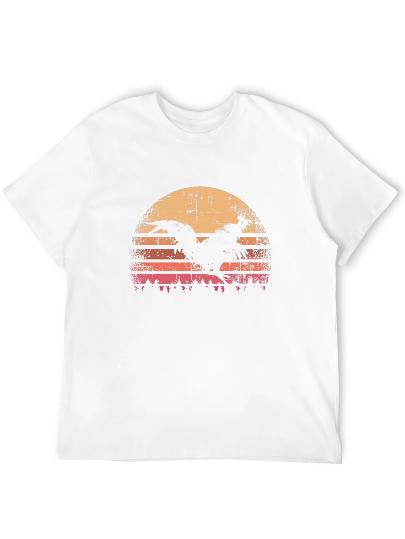 Rooster Sunset Graphic Tee - Retro Style Black T-Shirt