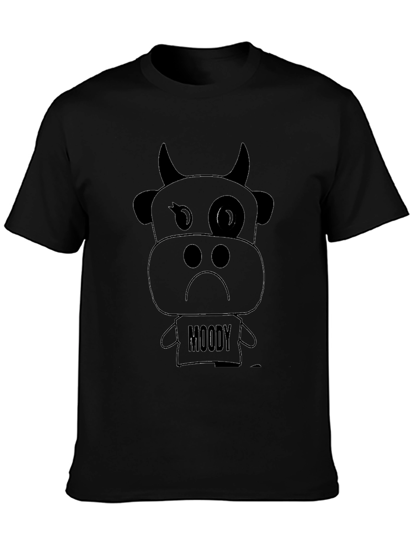 Moody Cow Graphic Tee - Black Cotton T-Shirt