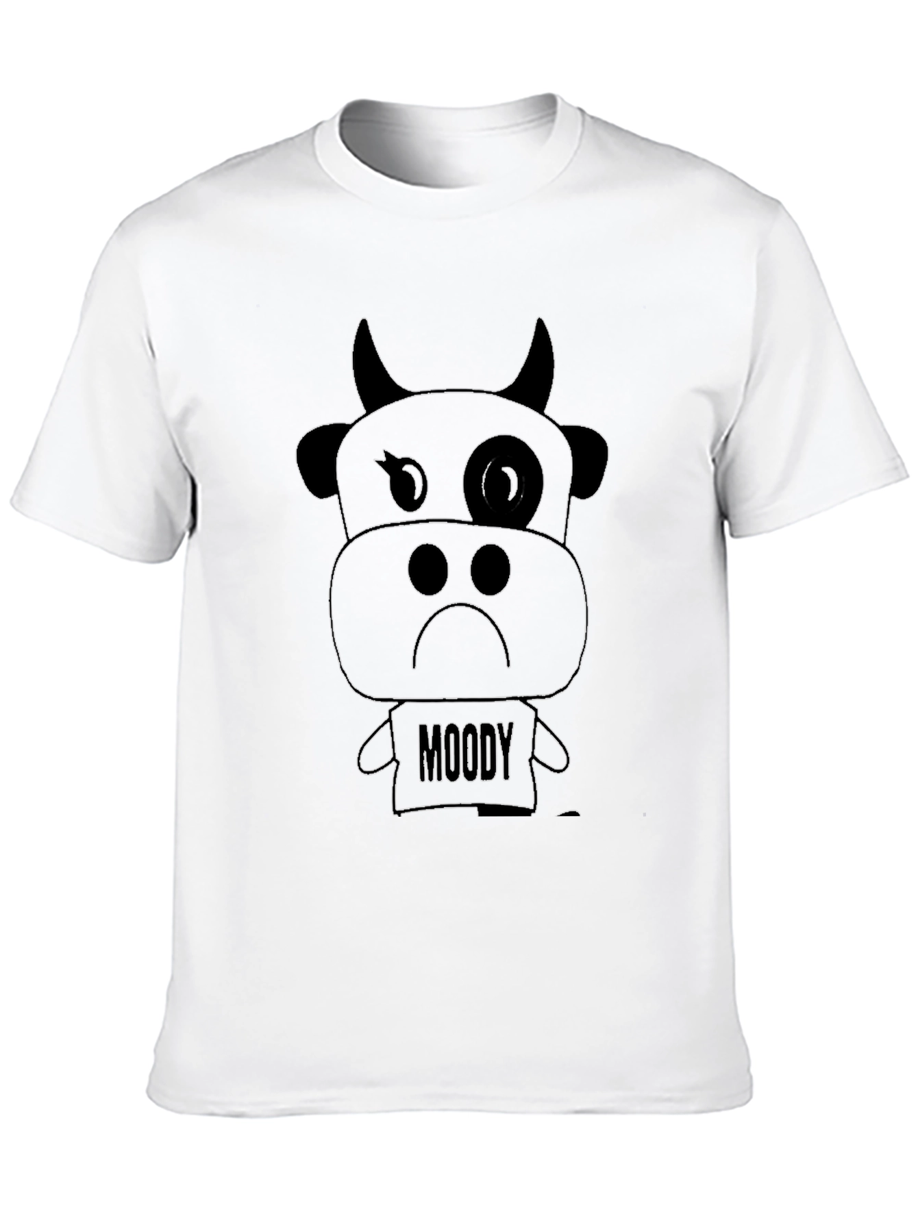 Moody Cow Graphic Tee - Black Cotton T-Shirt