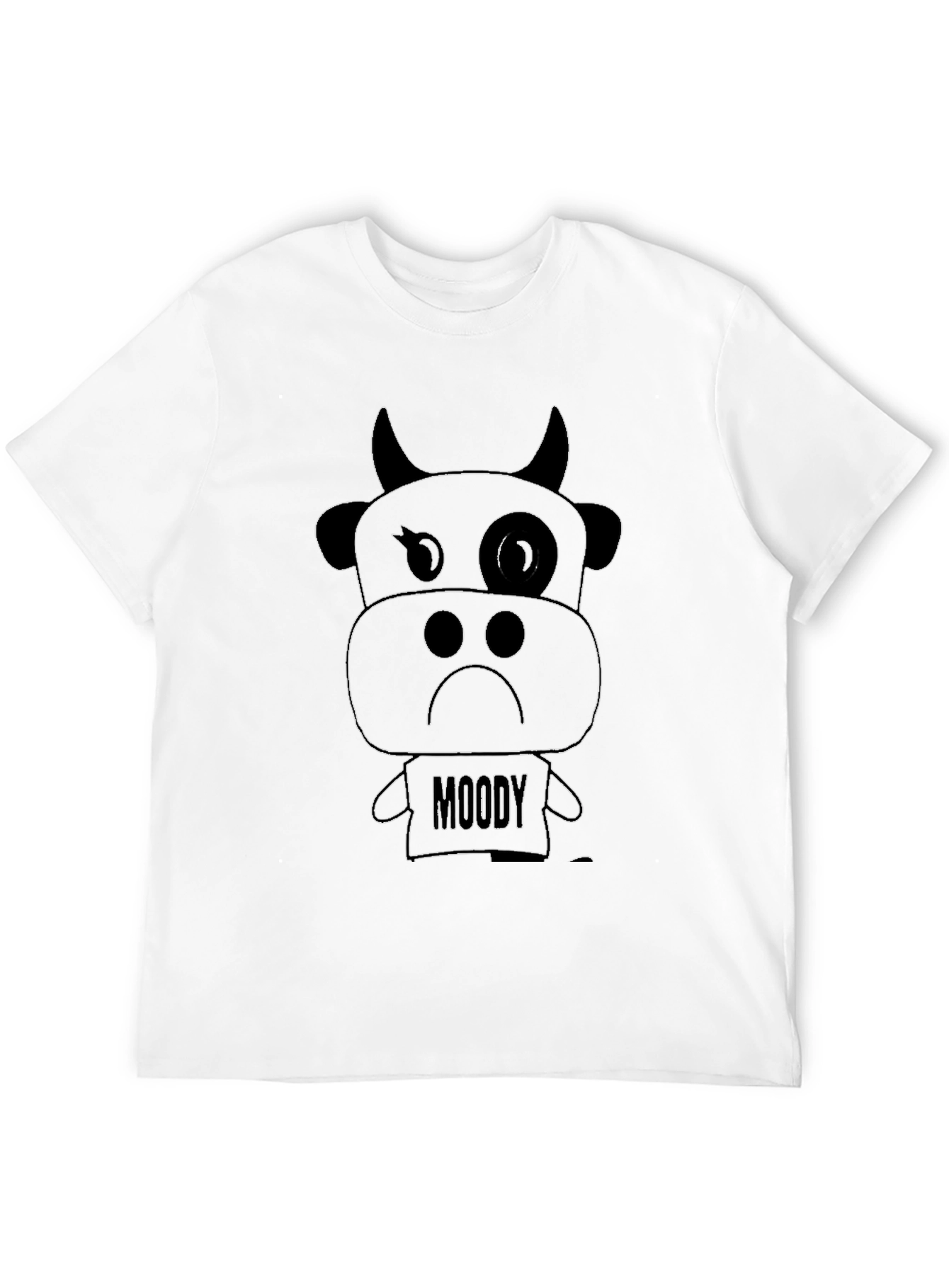 Moody Cow Graphic Tee - Black Cotton T-Shirt