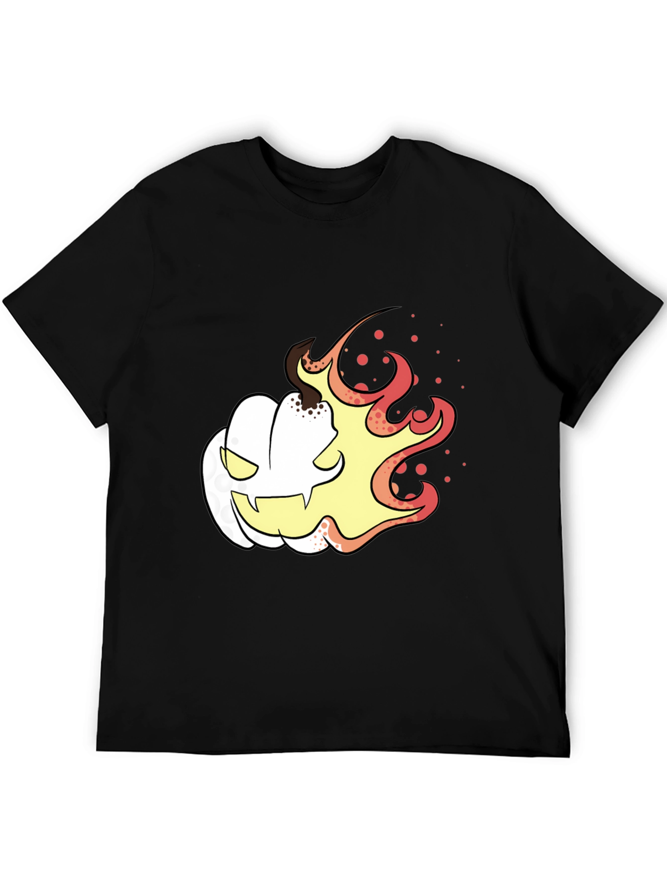 Fiery Pumpkin Graphic Tee - Black Halloween Shirt