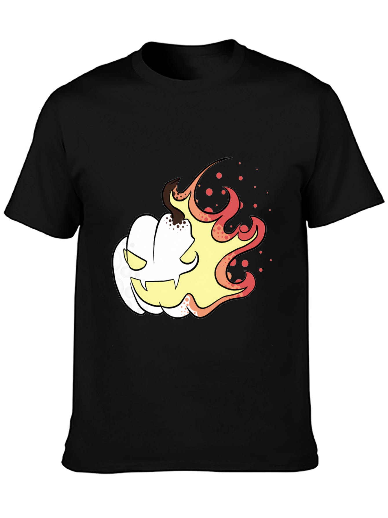 Fiery Pumpkin Graphic Tee - Black Halloween Shirt