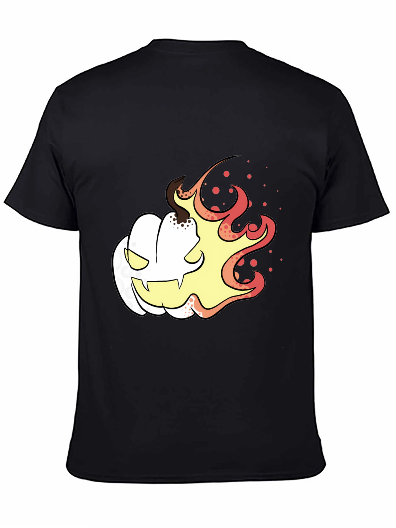 Fiery Pumpkin Graphic Tee - Black Halloween Shirt