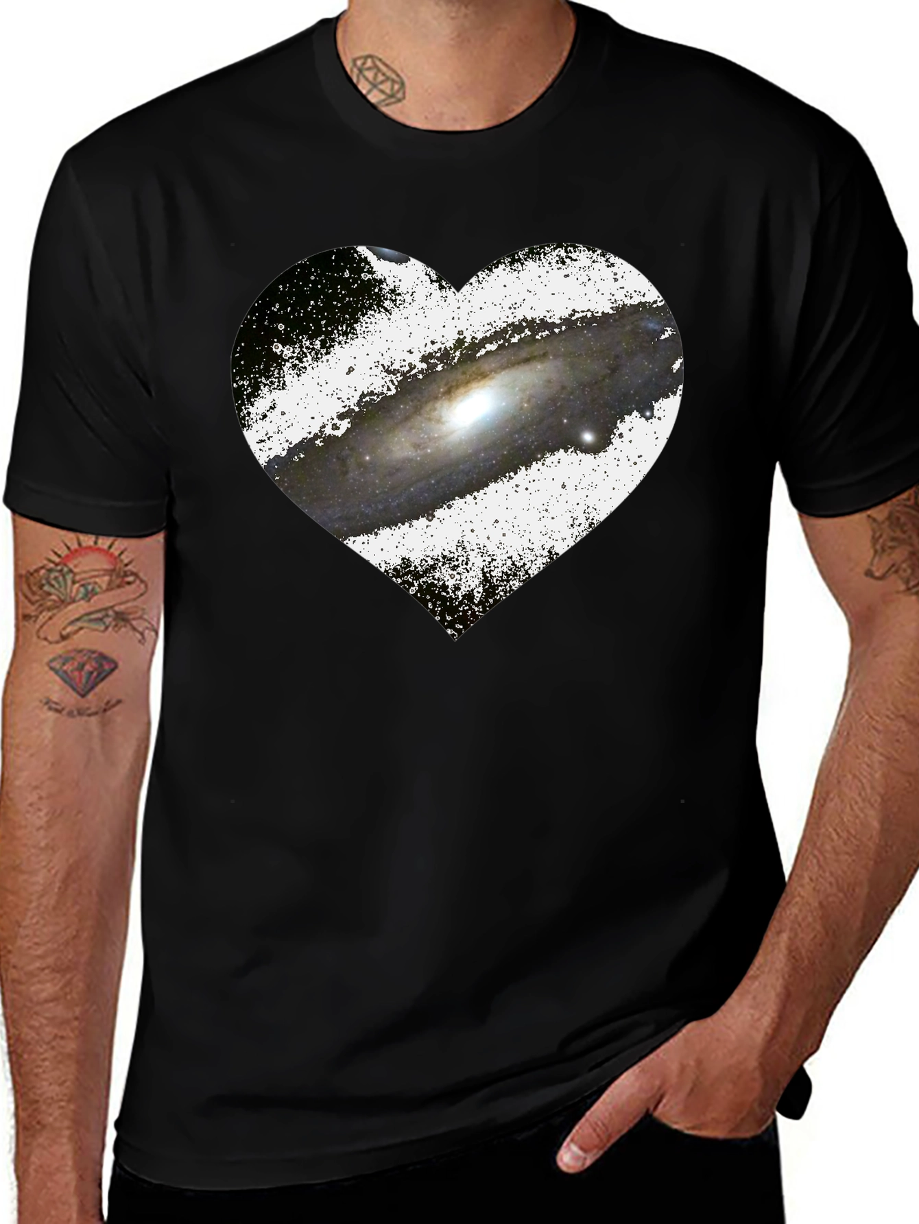 Galaxy Heart Graphic Tee - Stylish Astronomy Lovers T-Shirt