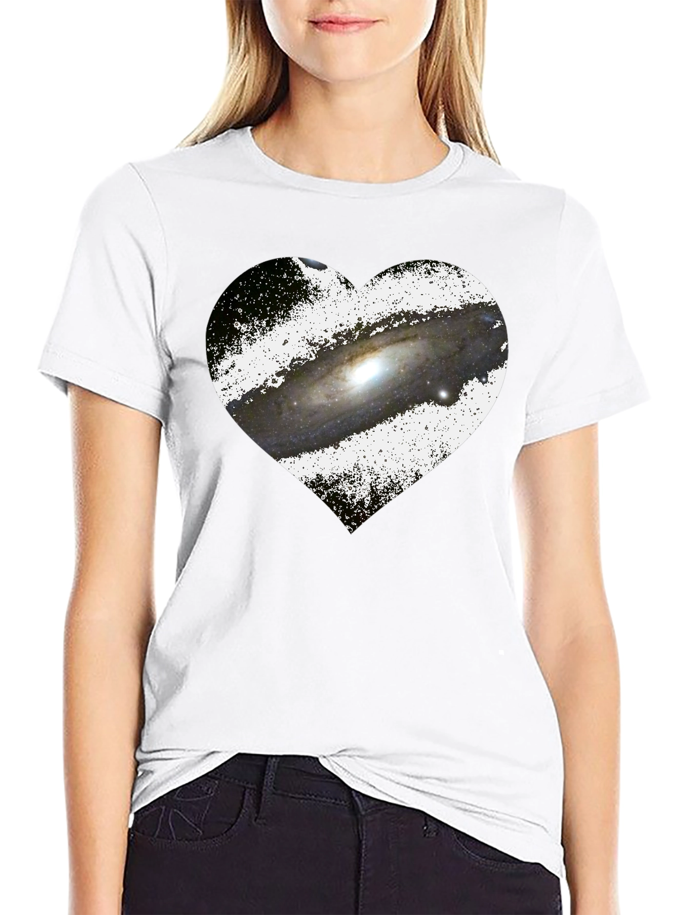 Galaxy Heart Graphic Tee - Stylish Astronomy Lovers T-Shirt