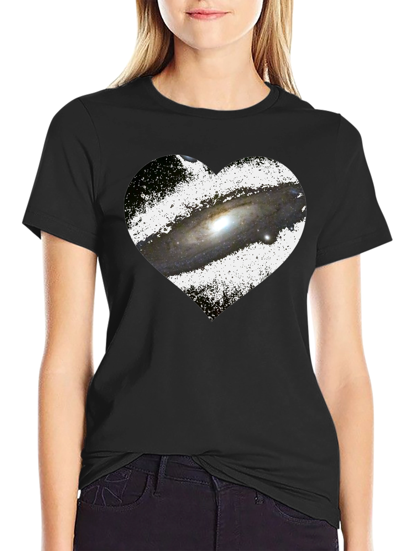 Galaxy Heart Graphic Tee - Stylish Astronomy Lovers T-Shirt