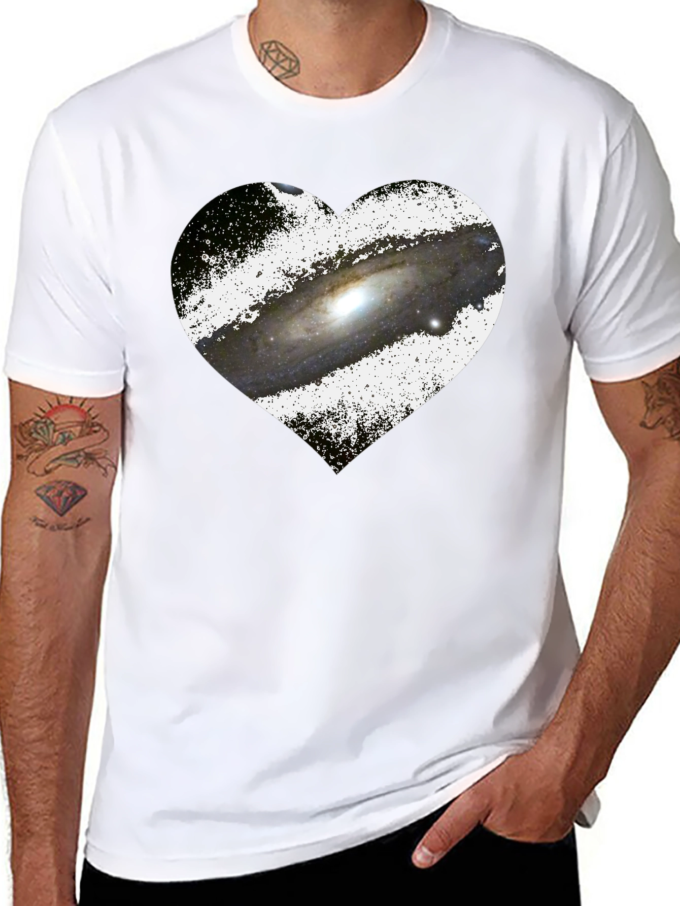 Galaxy Heart Graphic Tee - Stylish Astronomy Lovers T-Shirt