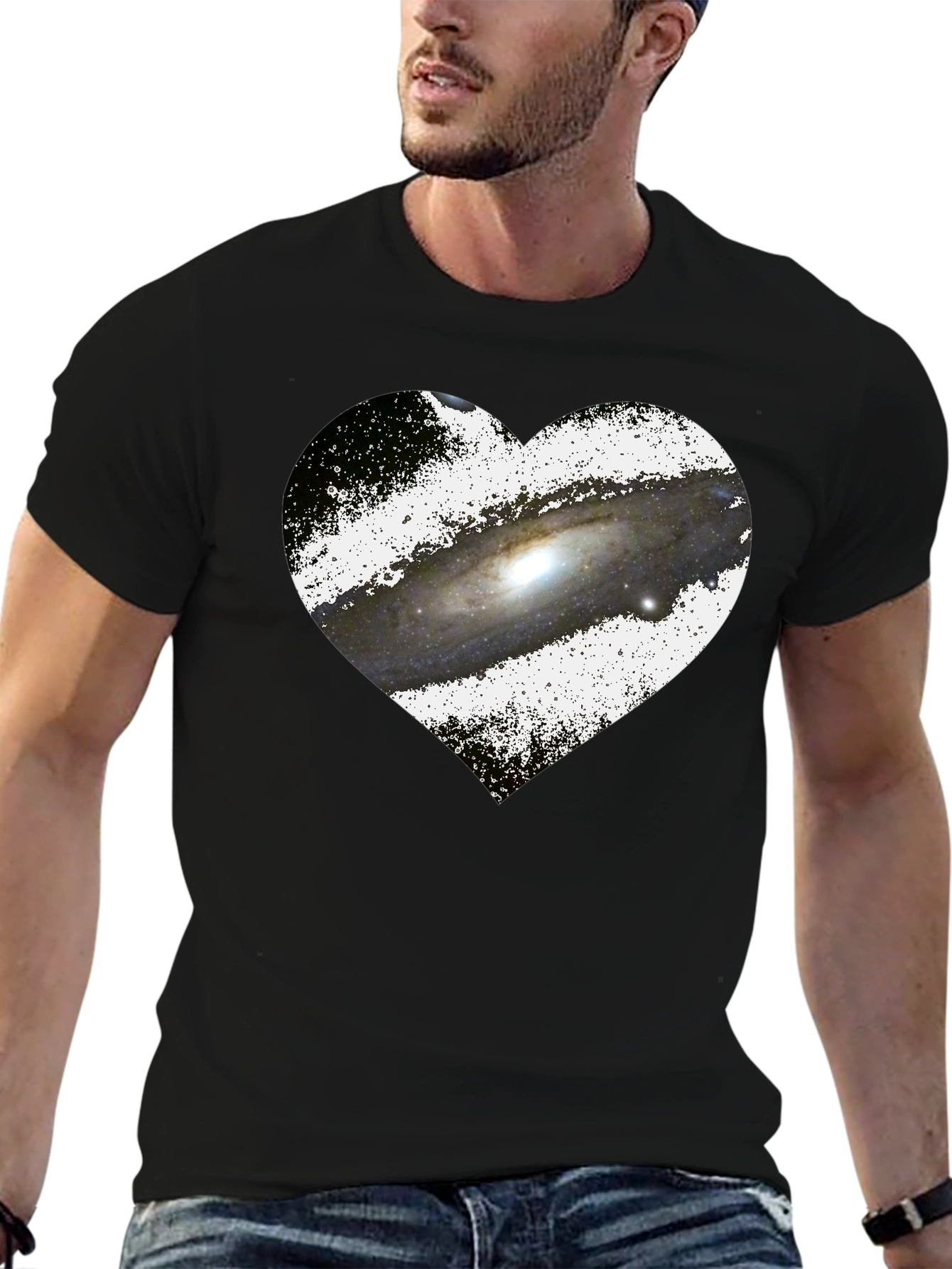 Galaxy Heart Graphic Tee - Stylish Astronomy Lovers T-Shirt