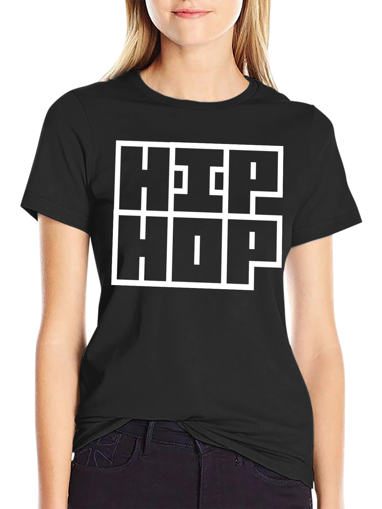 Hip Hop Graphic Tee - Black Cotton T-Shirt