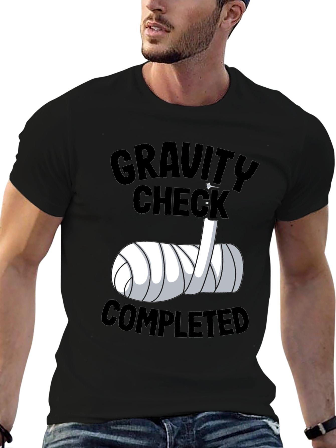 Gravity Check Completed Funny Broken Arm T-Shirt