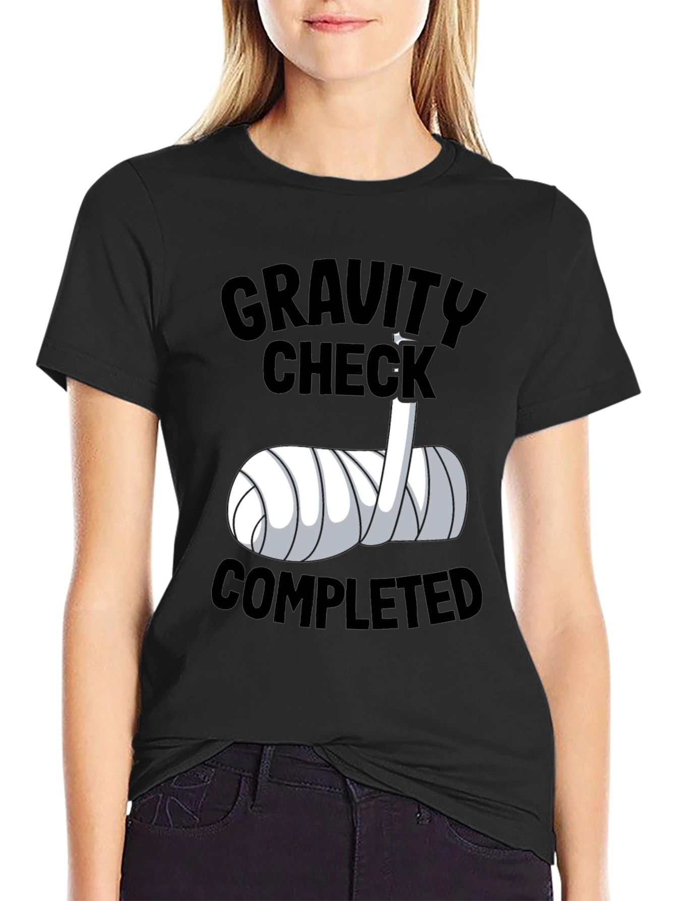 Gravity Check Completed Funny Broken Arm T-Shirt