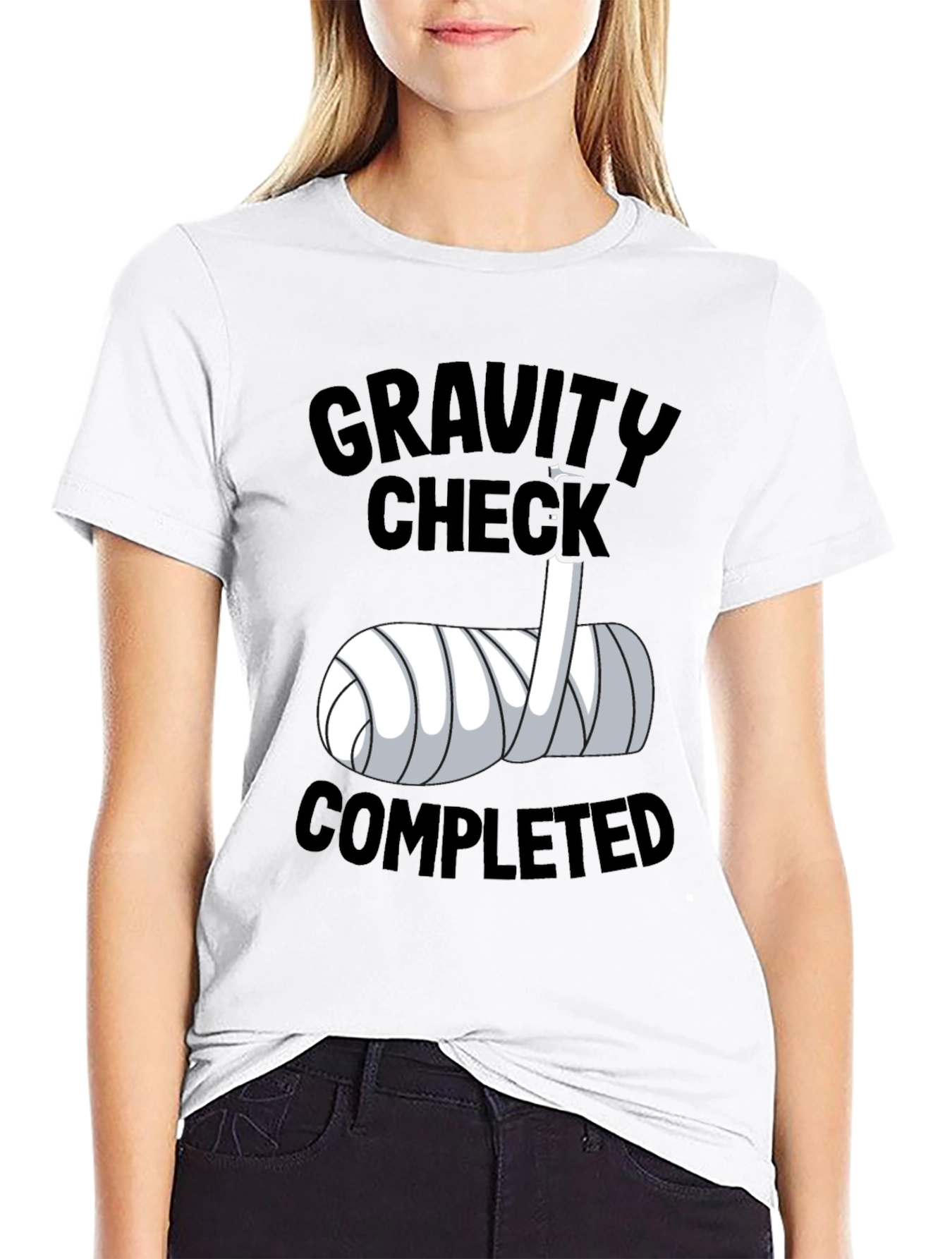 Gravity Check Completed Funny Broken Arm T-Shirt