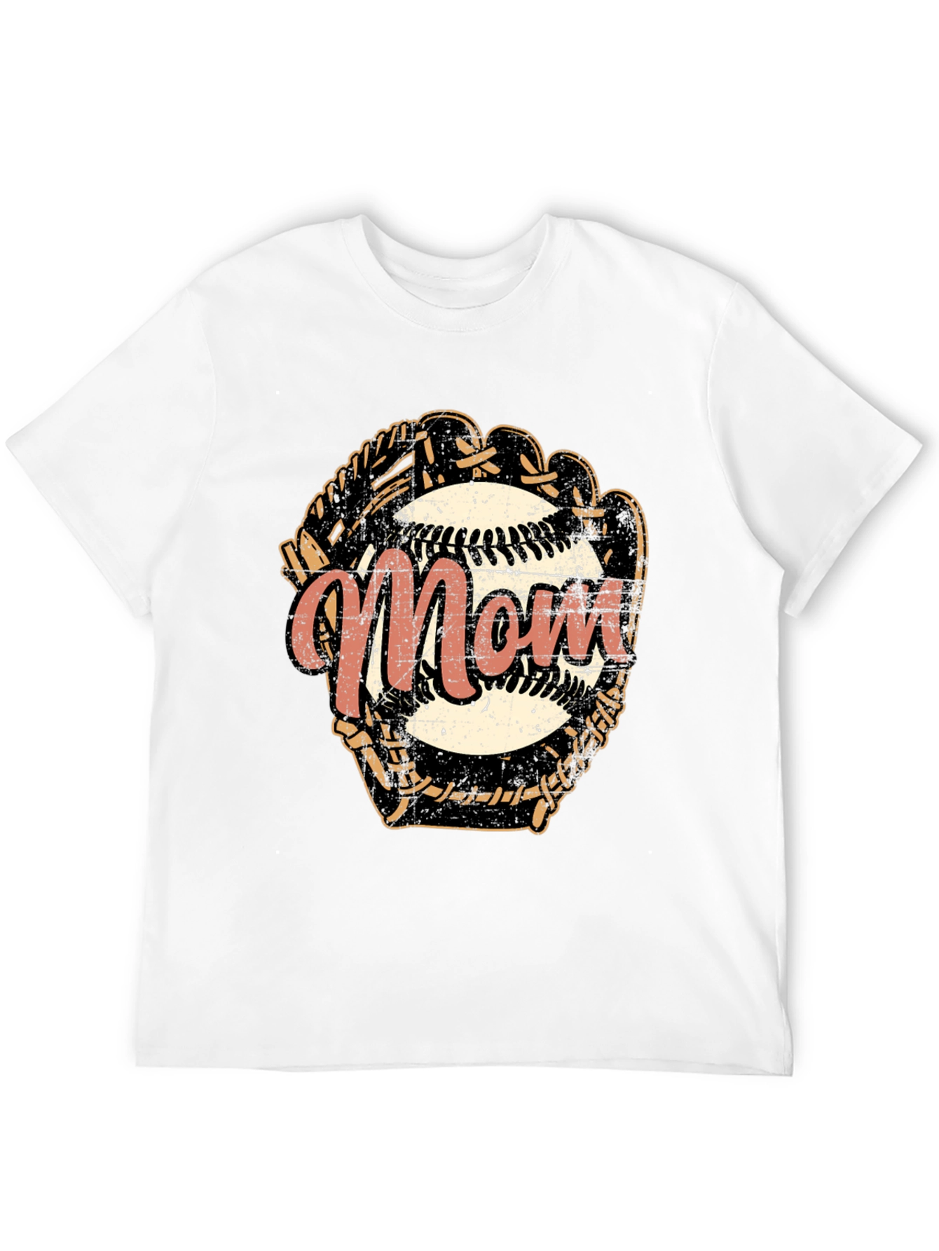 Mom Baseball Glove T-Shirt - Distressed Design