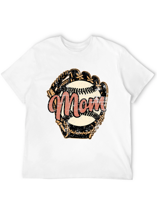 Mom Baseball Glove T-Shirt - Distressed Design
