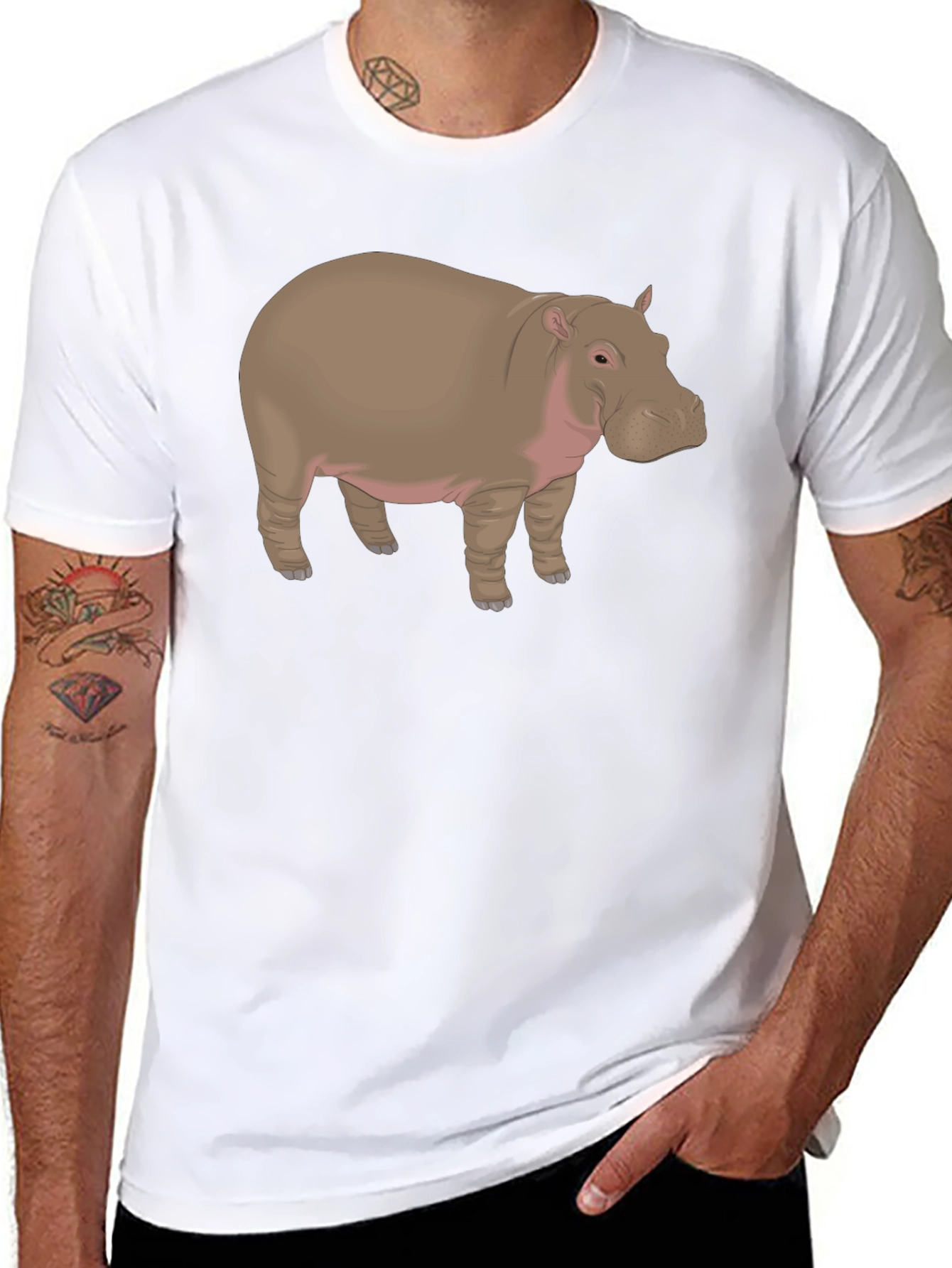 Hippo Graphic Tee - Black Cotton T-Shirt