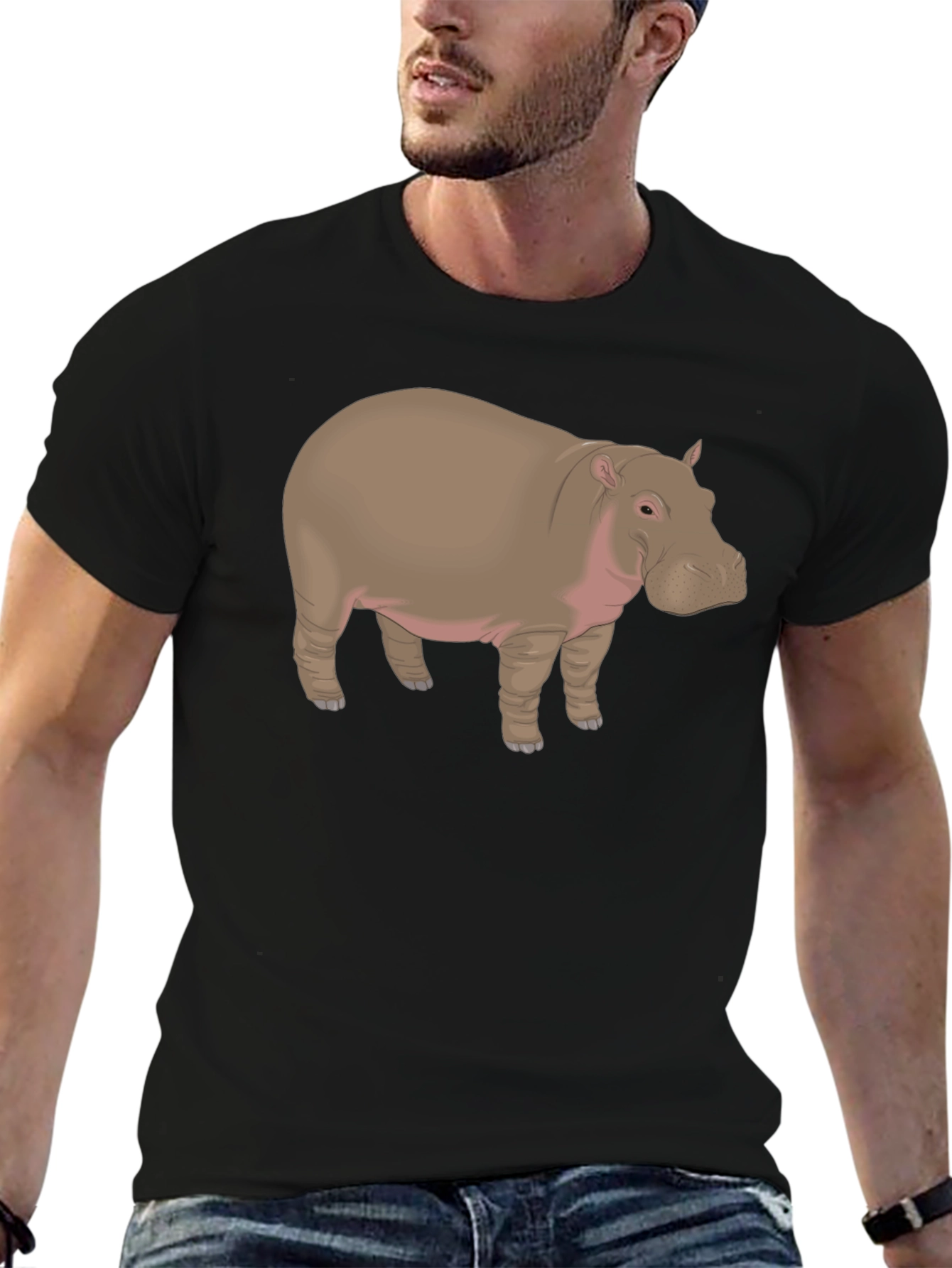 Hippo Graphic Tee - Black Cotton T-Shirt