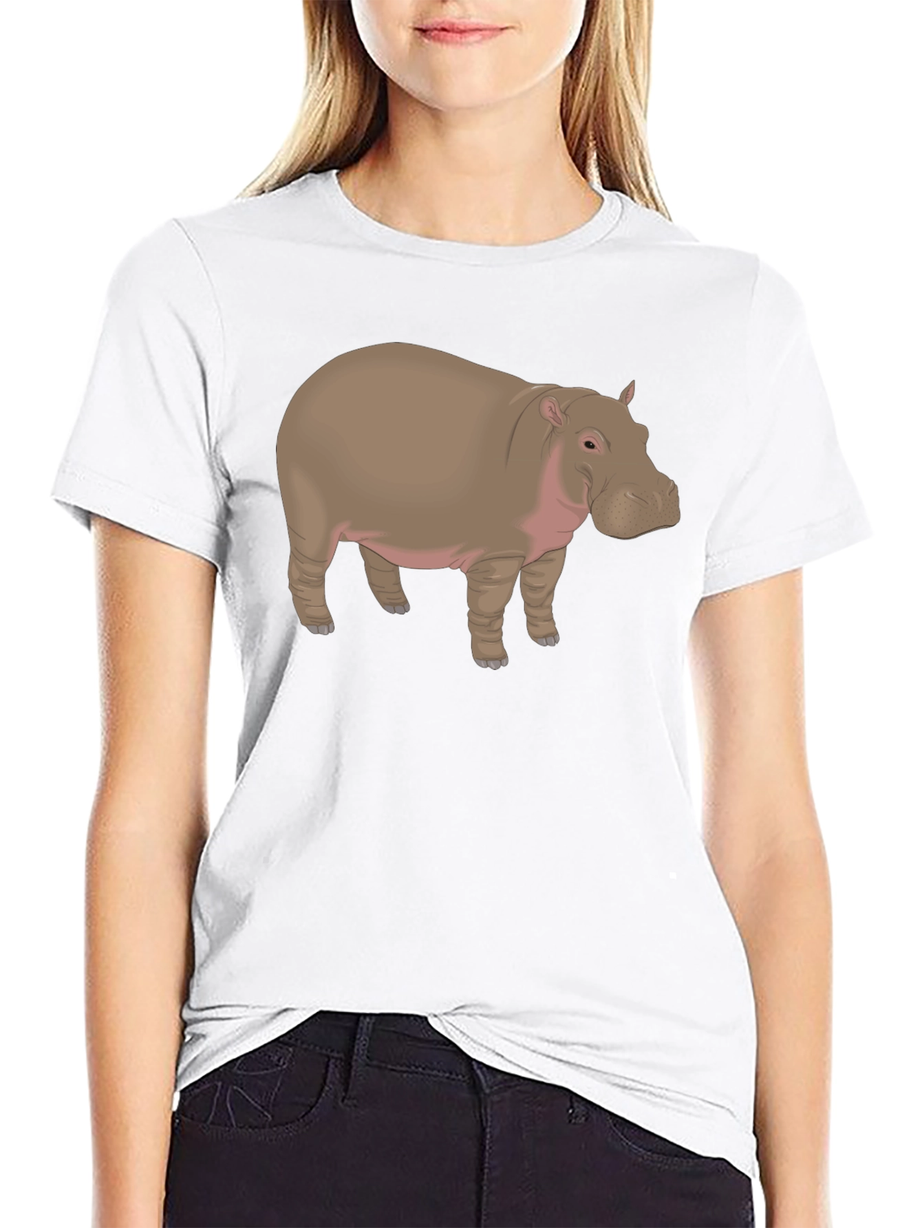 Hippo Graphic Tee - Black Cotton T-Shirt