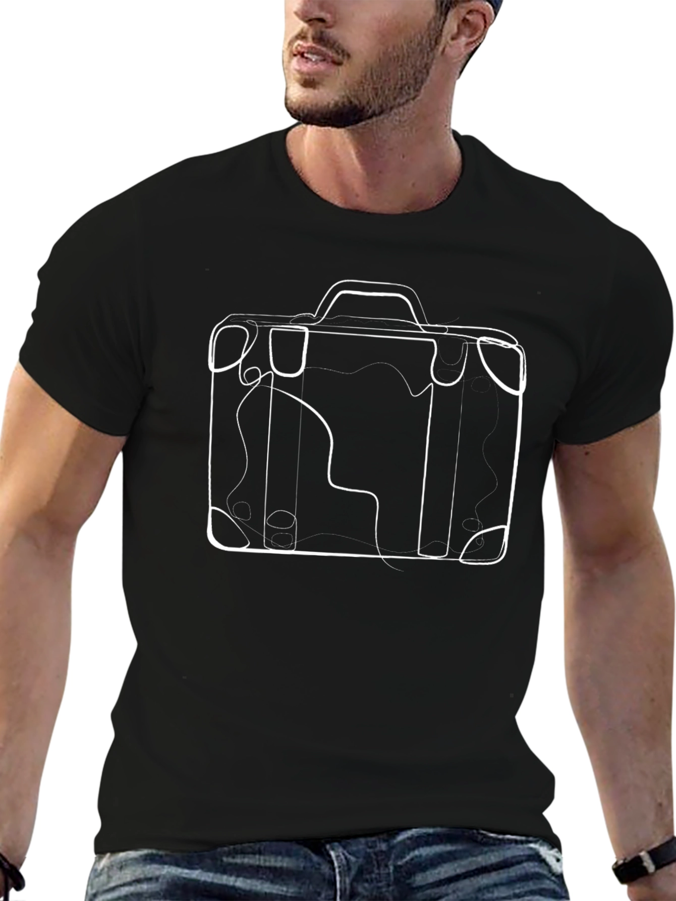 Minimalist Suitcase Line Art Graphic Tee