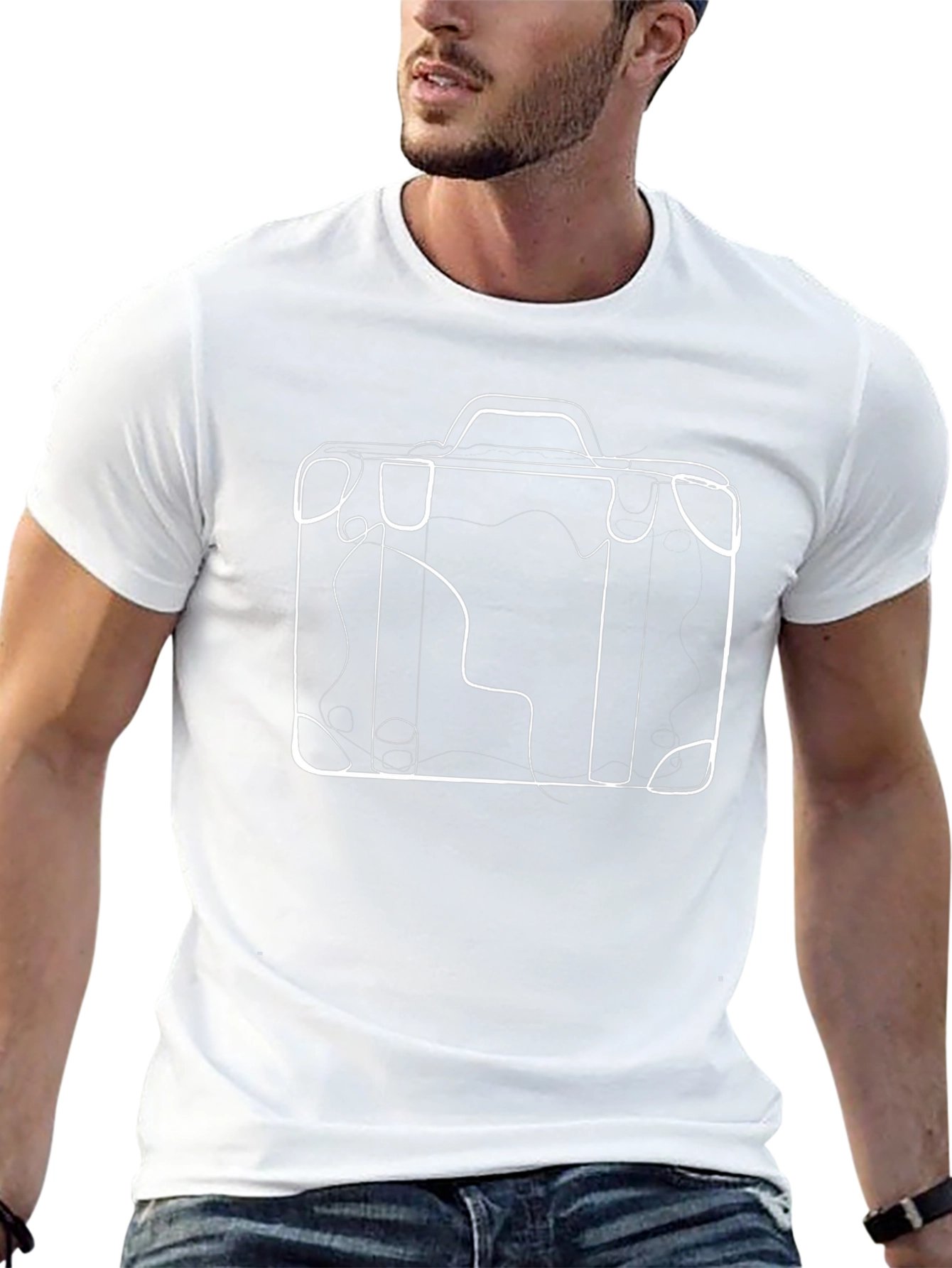 Minimalist Suitcase Line Art Graphic Tee