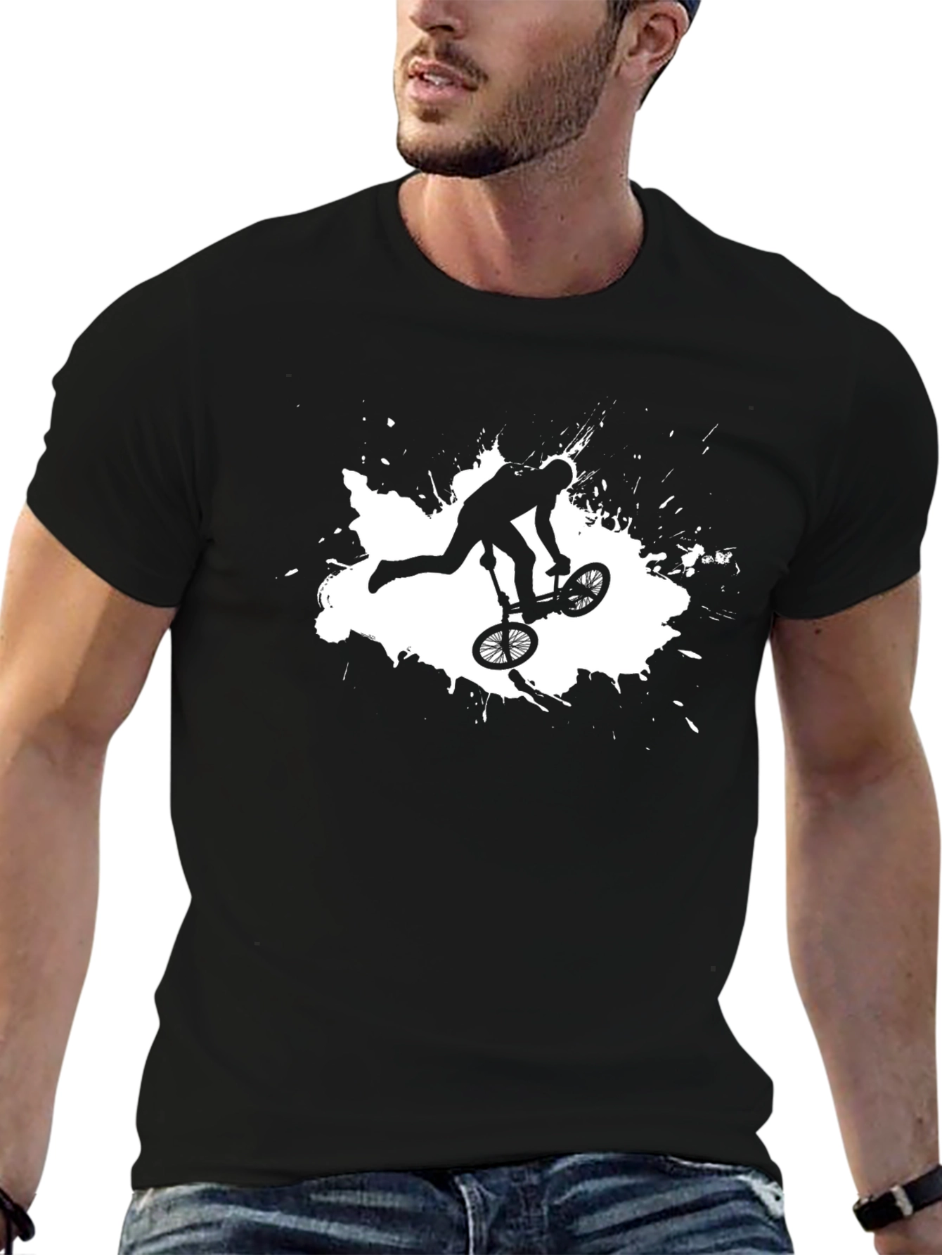 BMX Rider Graphic Tee - Cool Black Cotton Shirt