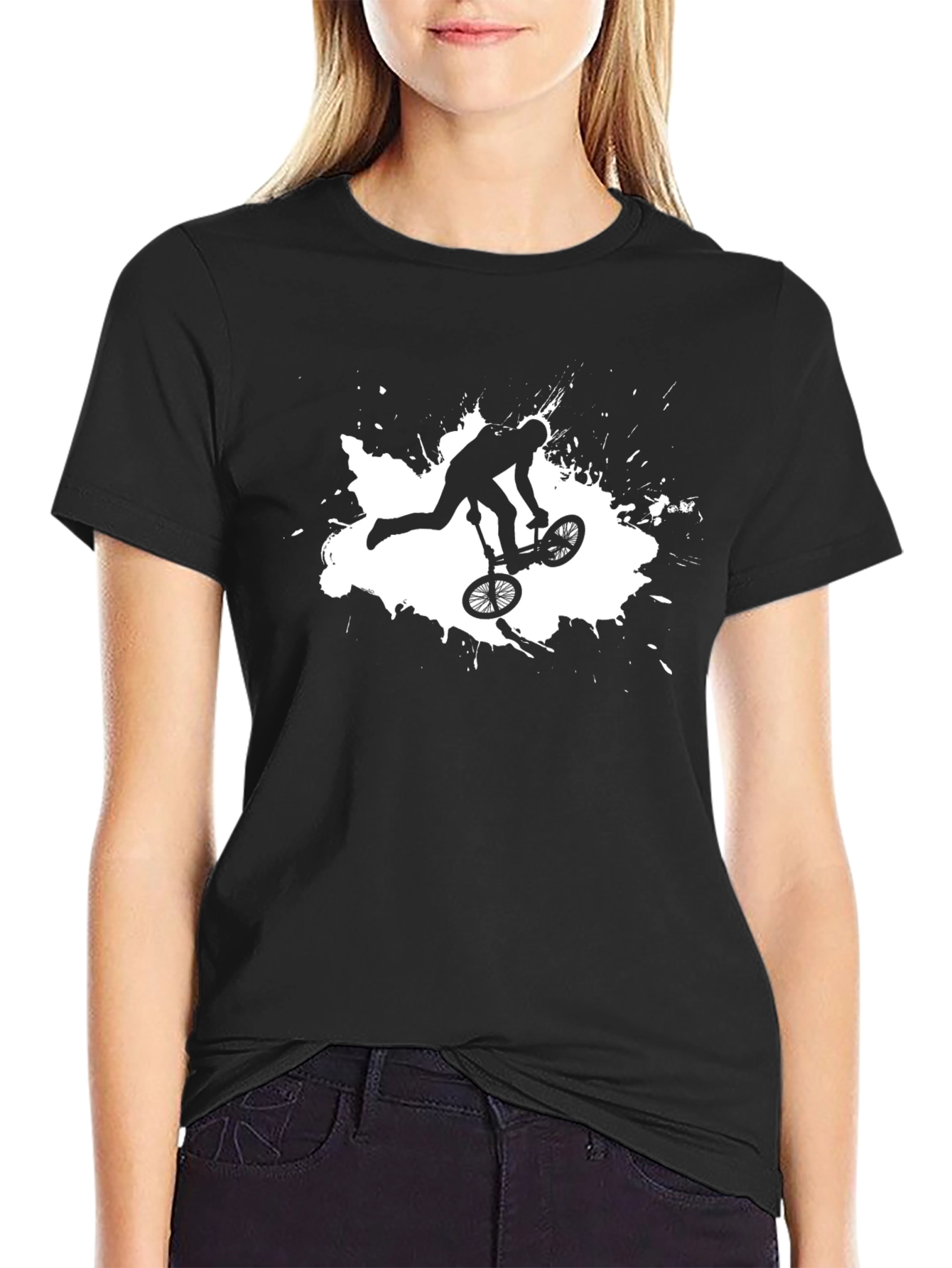 BMX Rider Graphic Tee - Cool Black Cotton Shirt