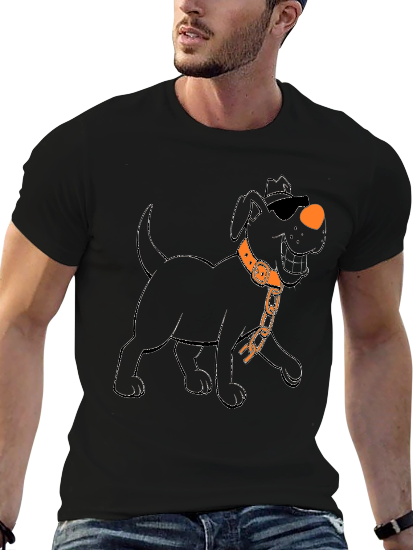 Cool Dog Graphic Tee - Black Cotton T-Shirt