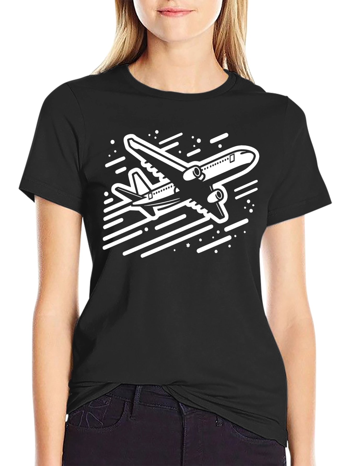Airplane Graphic T-Shirt - Black Cotton Tee
