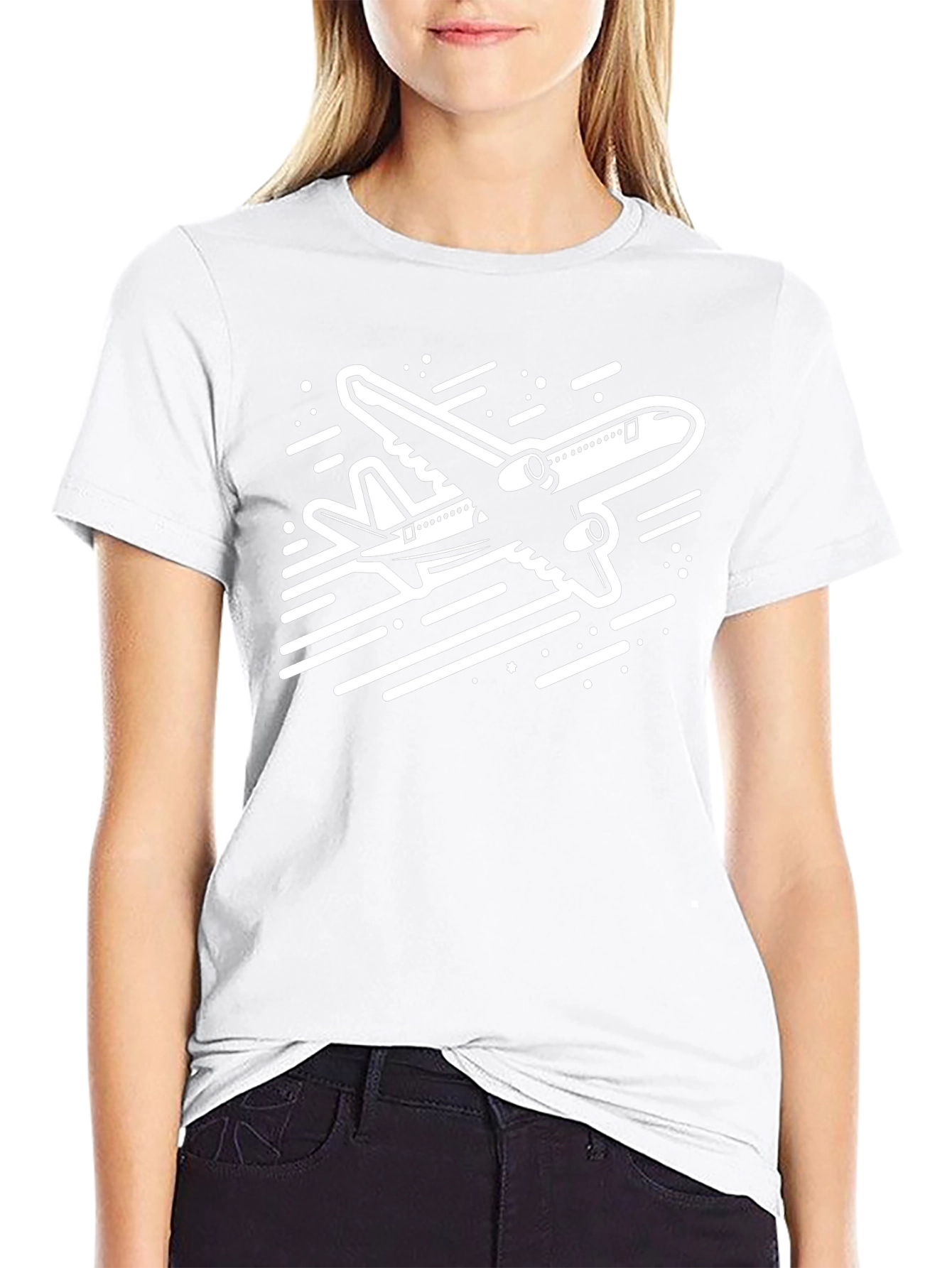 Airplane Graphic T-Shirt - Black Cotton Tee