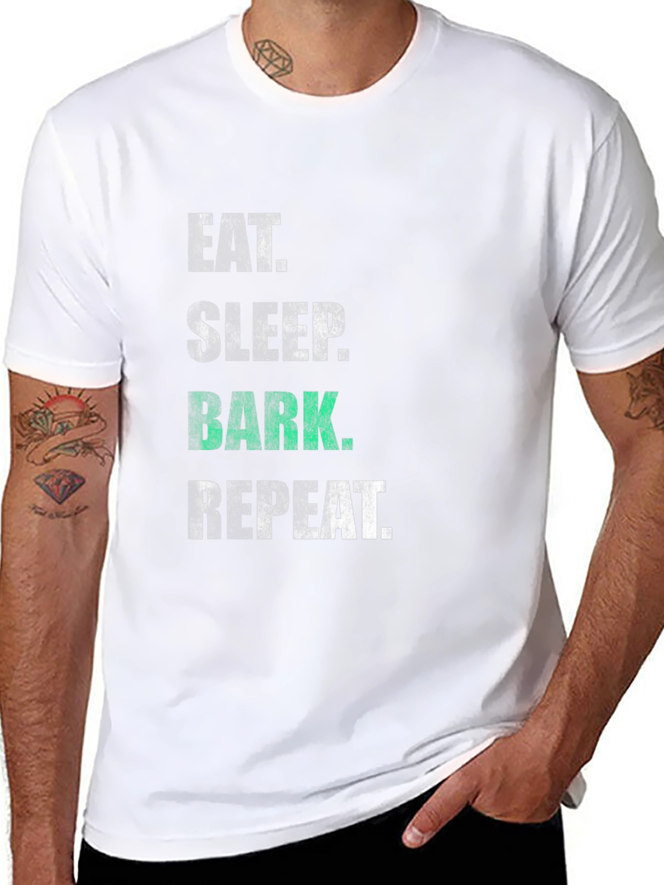 Eat Sleep Bark Repeat Black T-Shirt