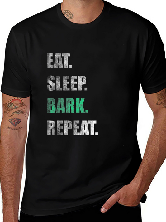 Eat Sleep Bark Repeat Black T-Shirt