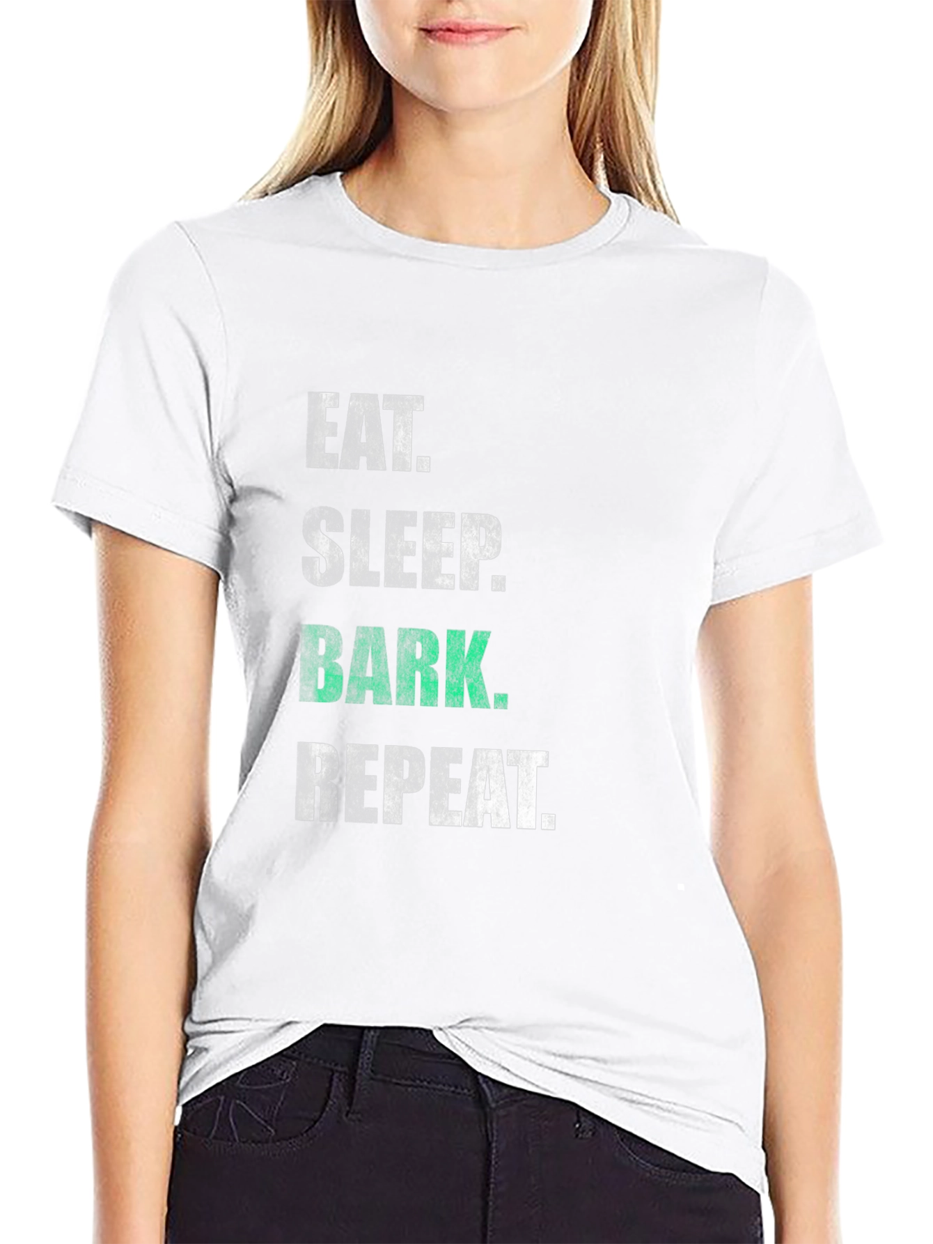 Eat Sleep Bark Repeat Black T-Shirt