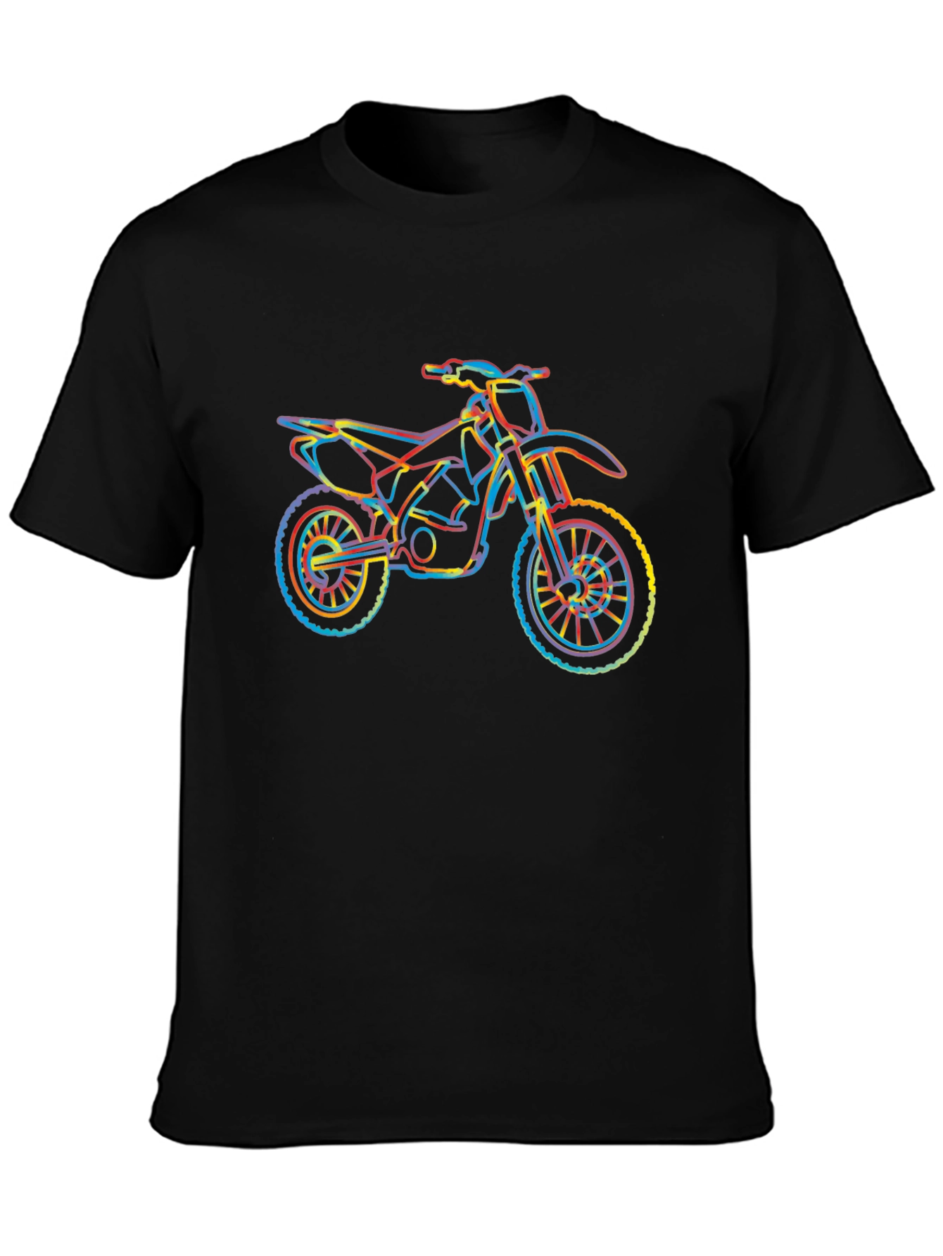 Motorcycle Graphic T-Shirt - Vibrant Line Art