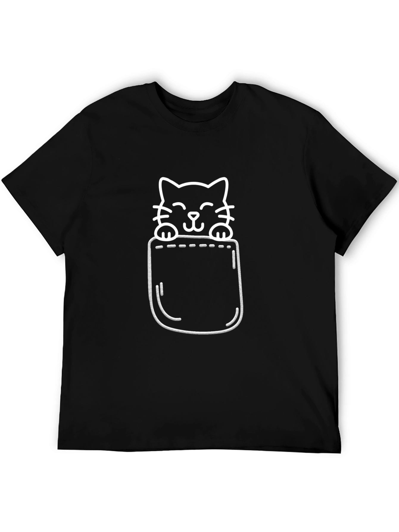 Cute Pocket Cat T-Shirt - Black Graphic Tee
