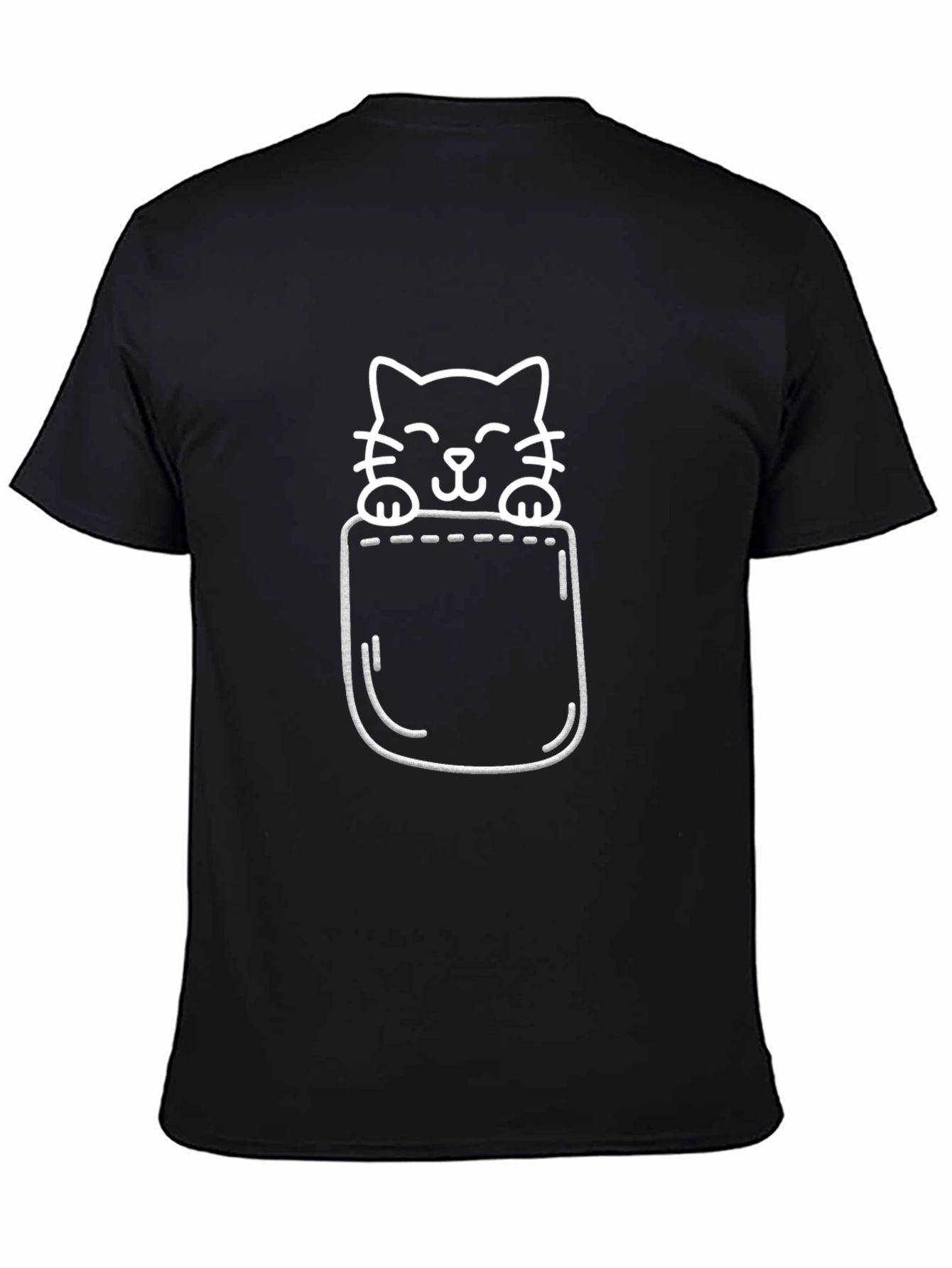 Cute Pocket Cat T-Shirt - Black Graphic Tee