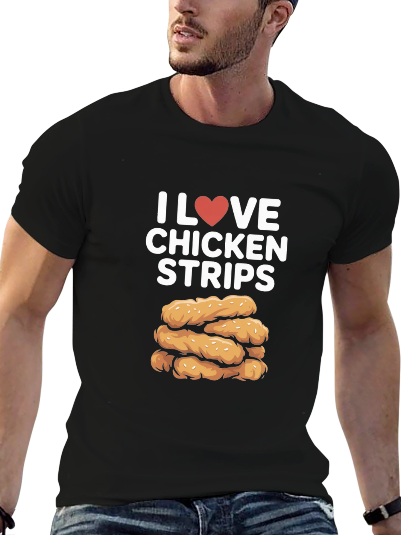 I Love Chicken Strips Black T-Shirt
